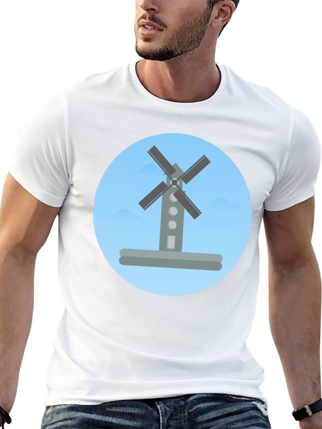 Black Windmill Graphic Tee -  Modern, Stylish, Casual view 13