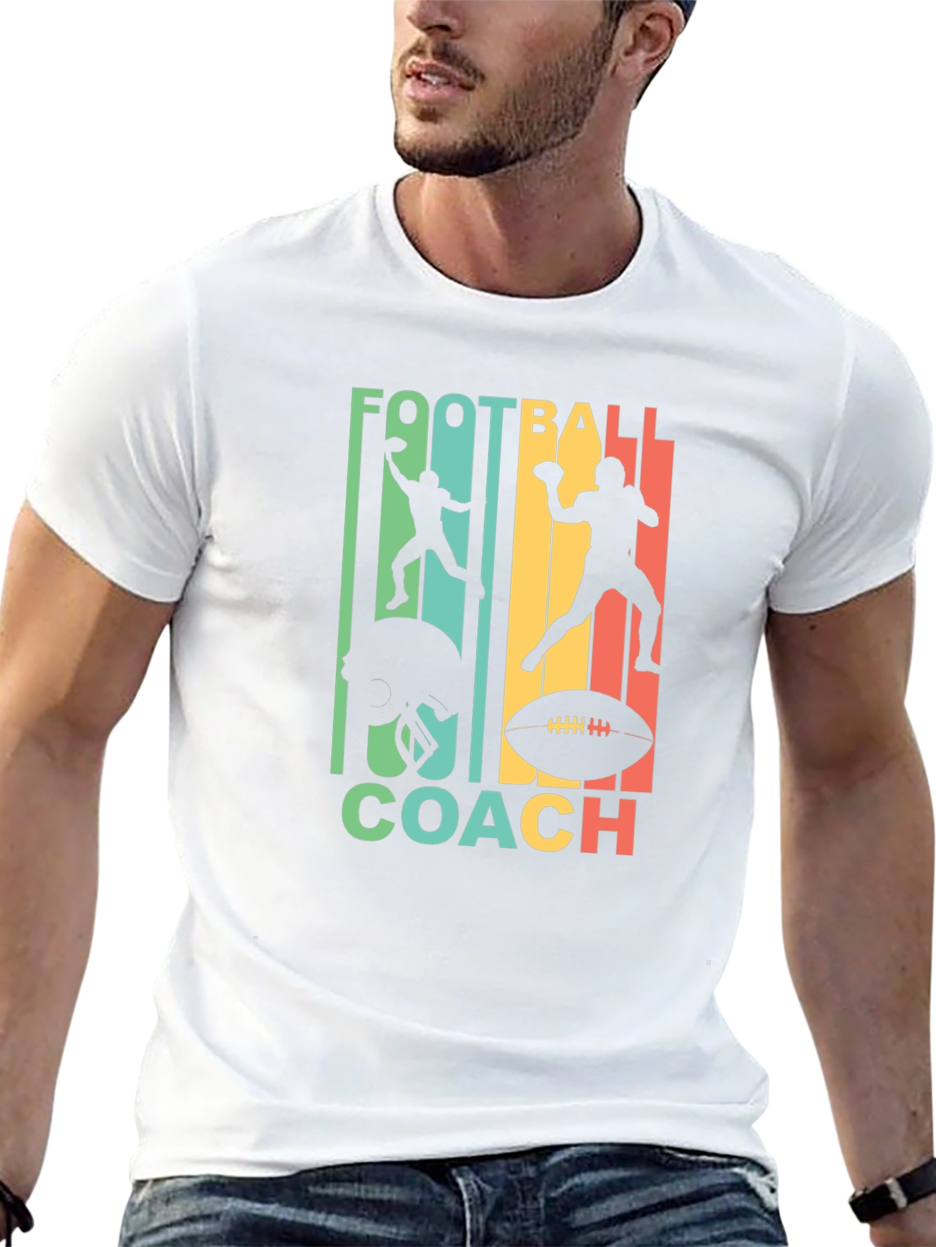 Black Football Coach Graphic Tee - Retro Design view 13