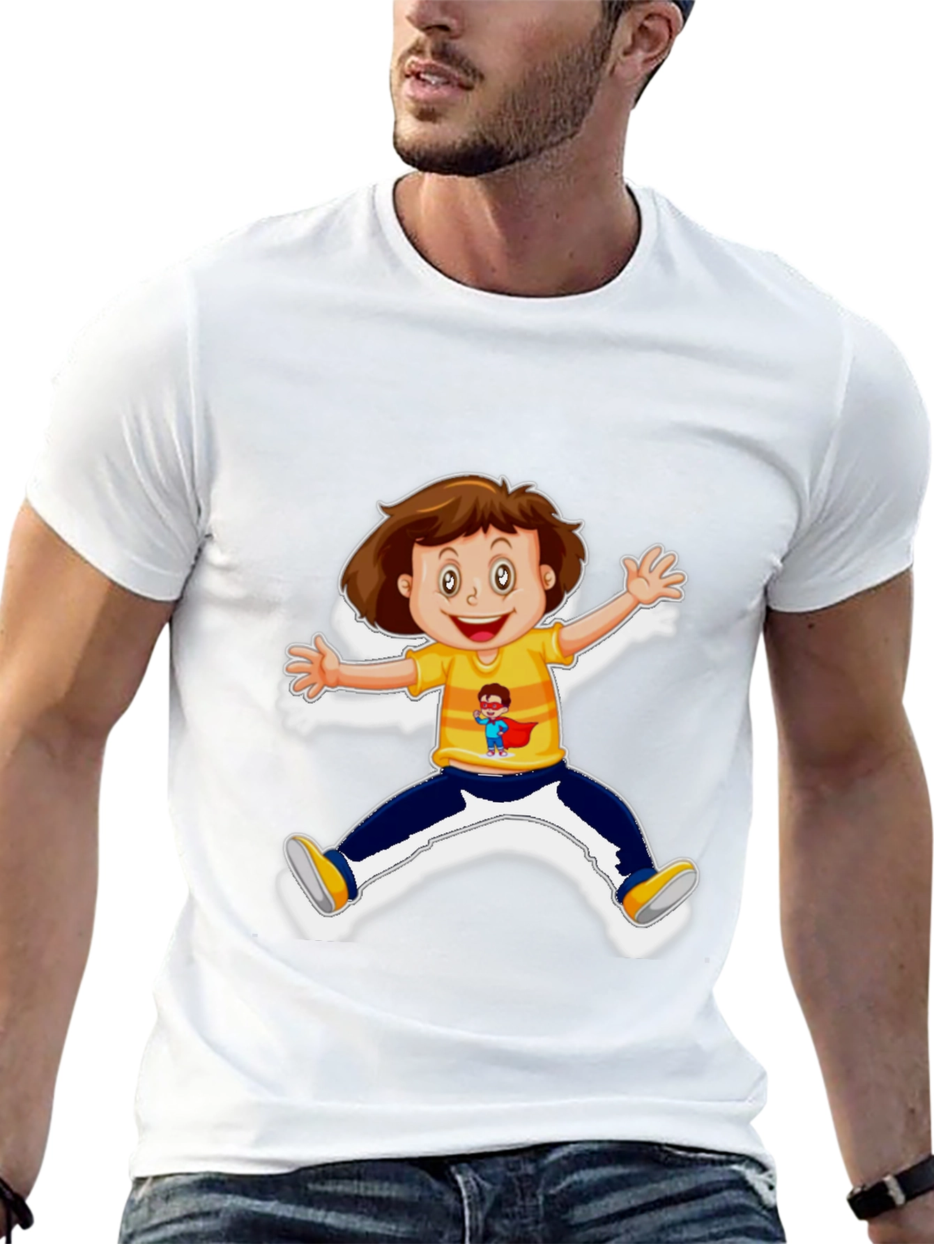 Black Cartoon Kid Graphic Black T-Shirt view 13