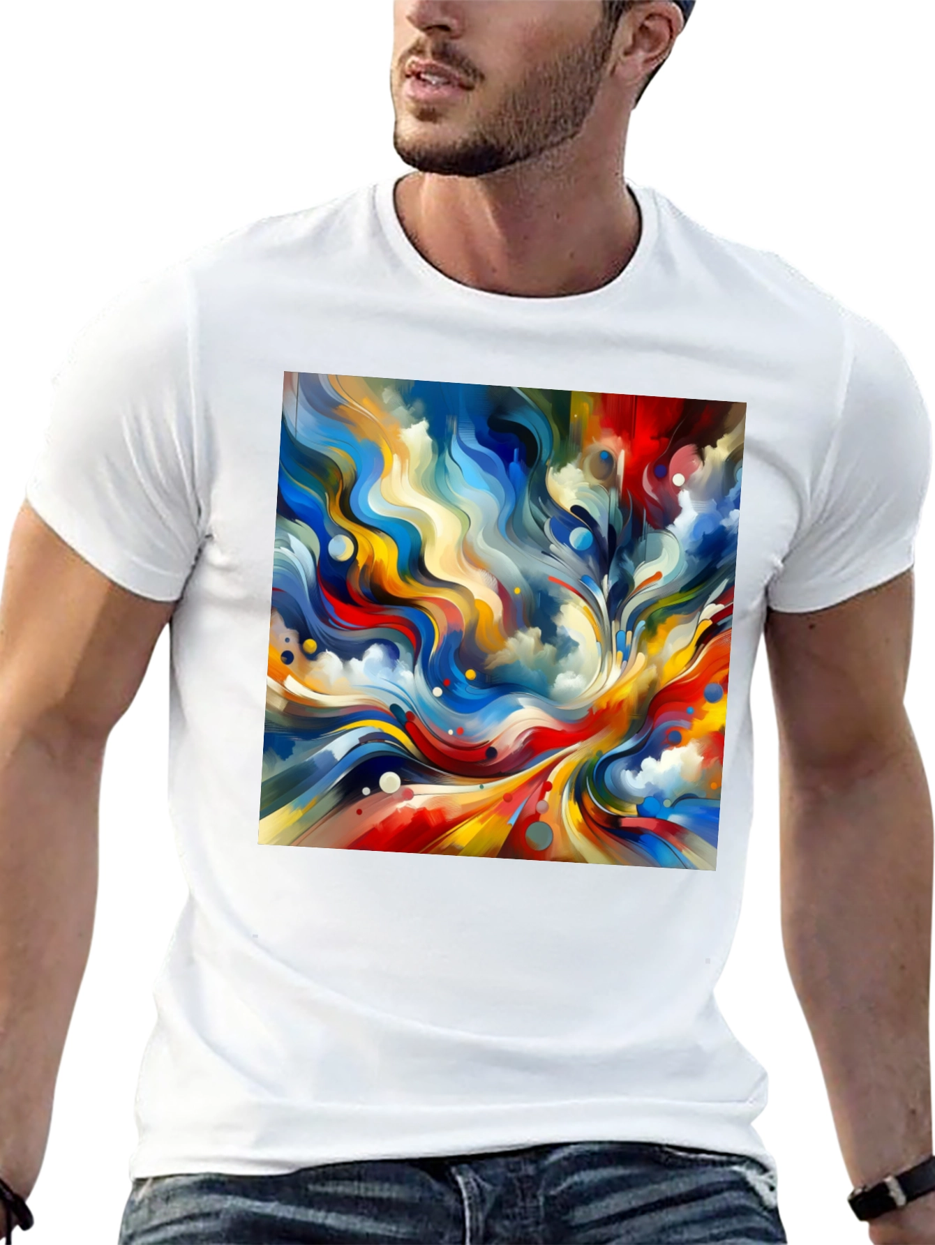 Black Abstract Art Printed Black T-Shirt view 13