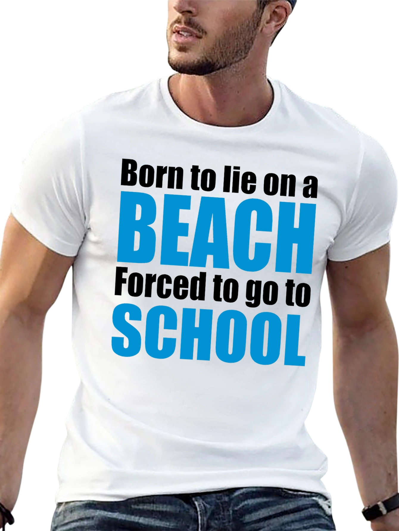 Black Born to Beach Funny Graphic T-Shirt view 13