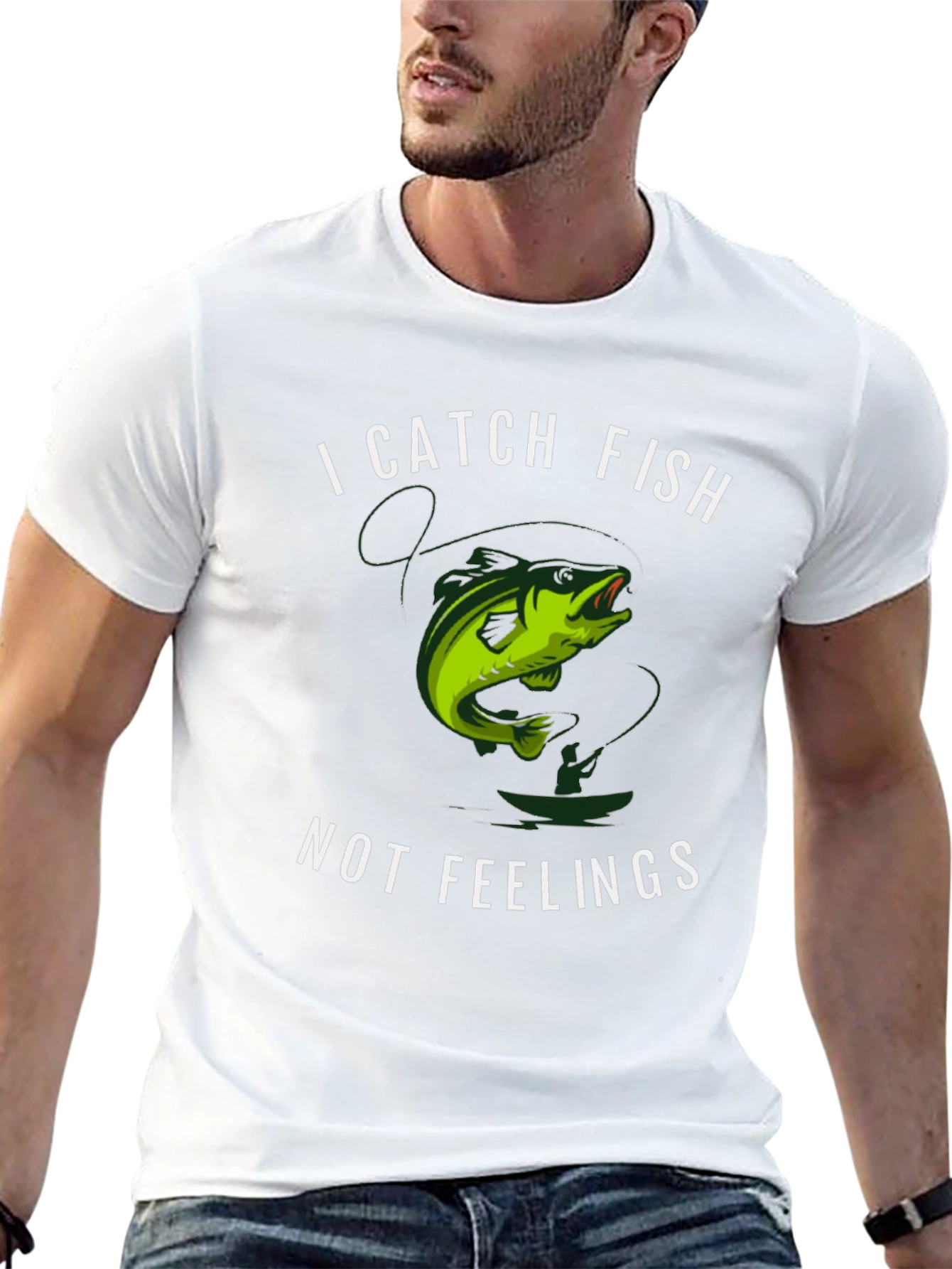 Black I Catch Fish Not Feelings T-Shirt view 13