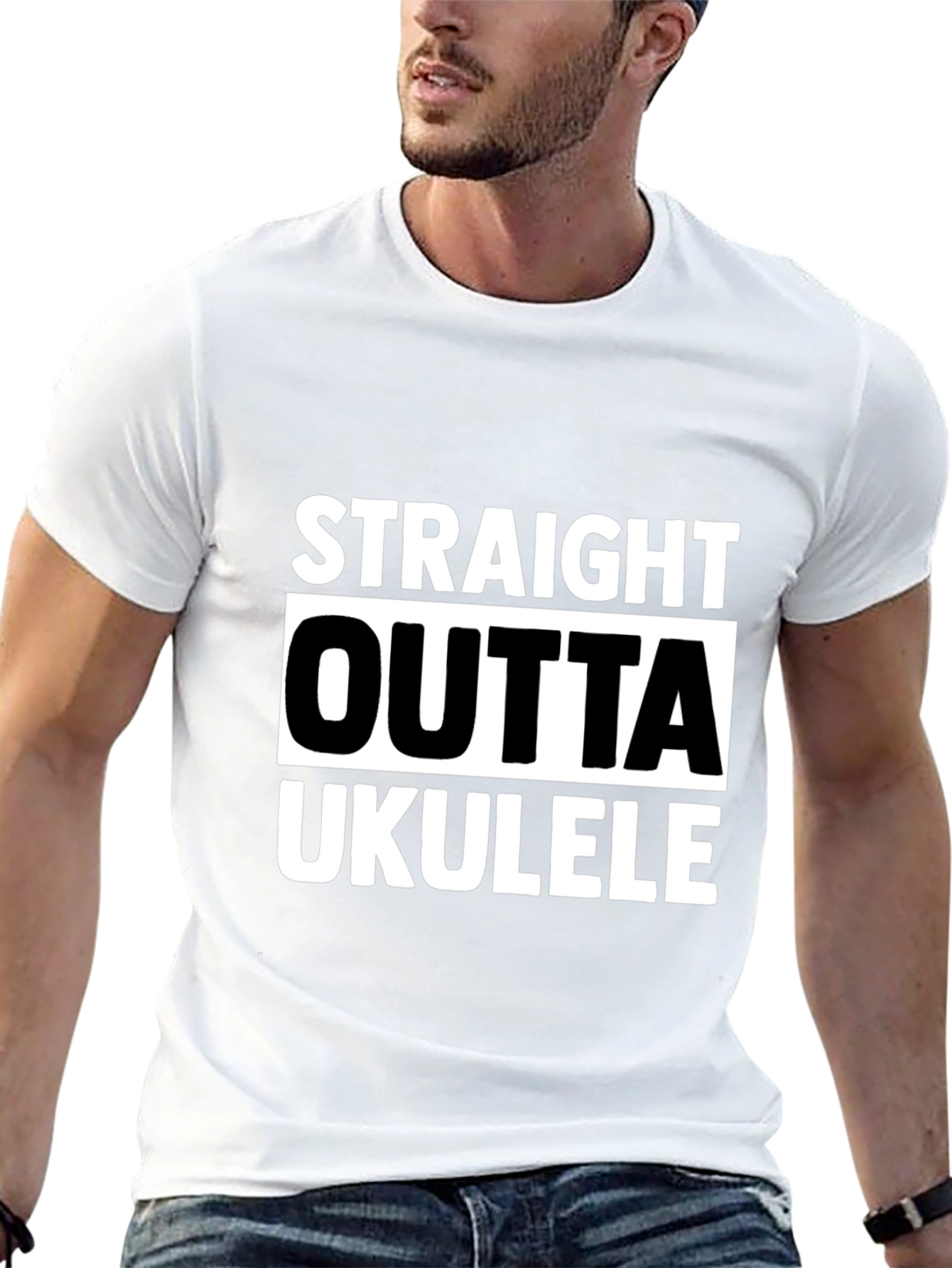 Black Straight Outta Ukulele Graphic Tee - Black view 13