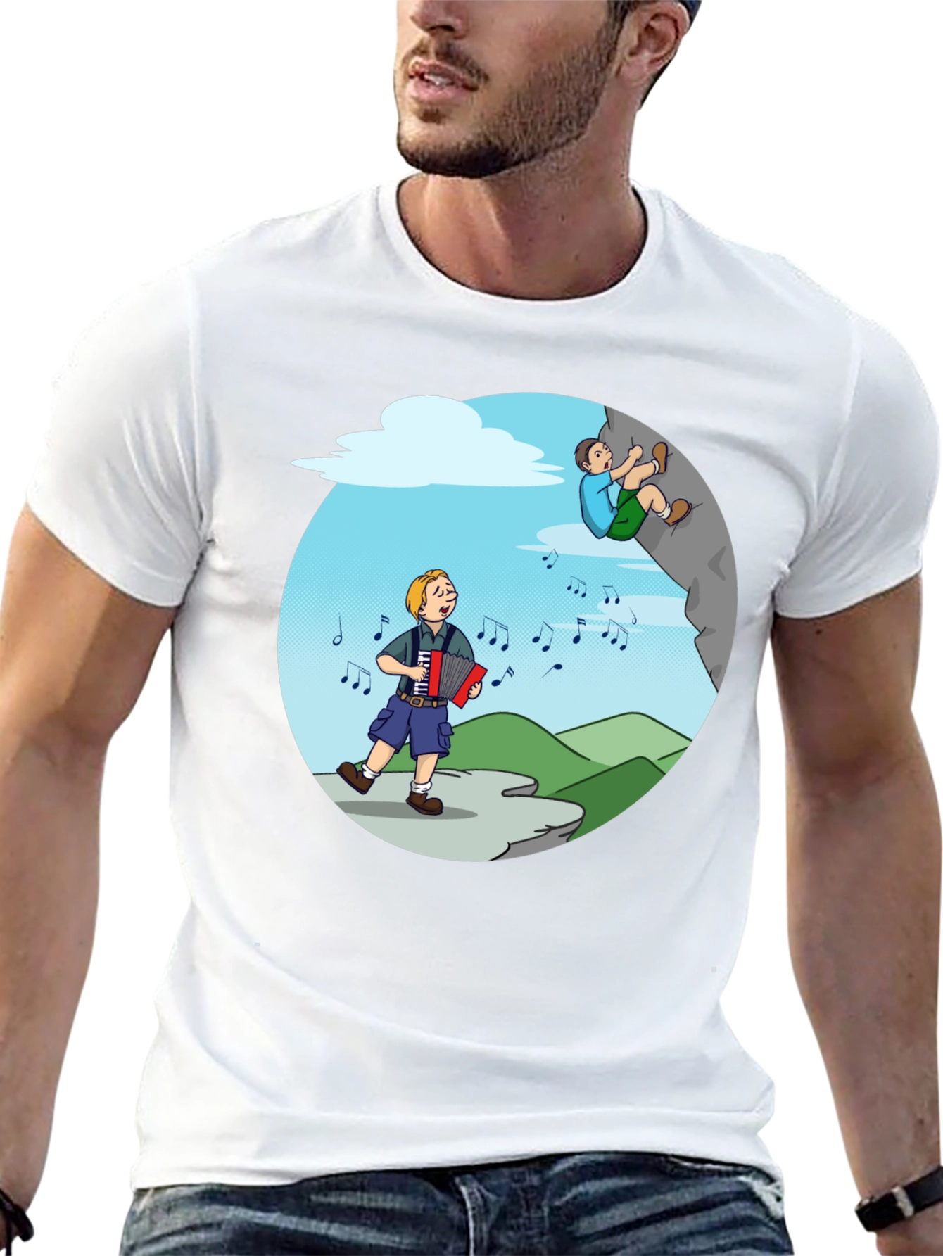 Black Accordion & Climbing T-Shirt - Musical Adventure Tee view 13