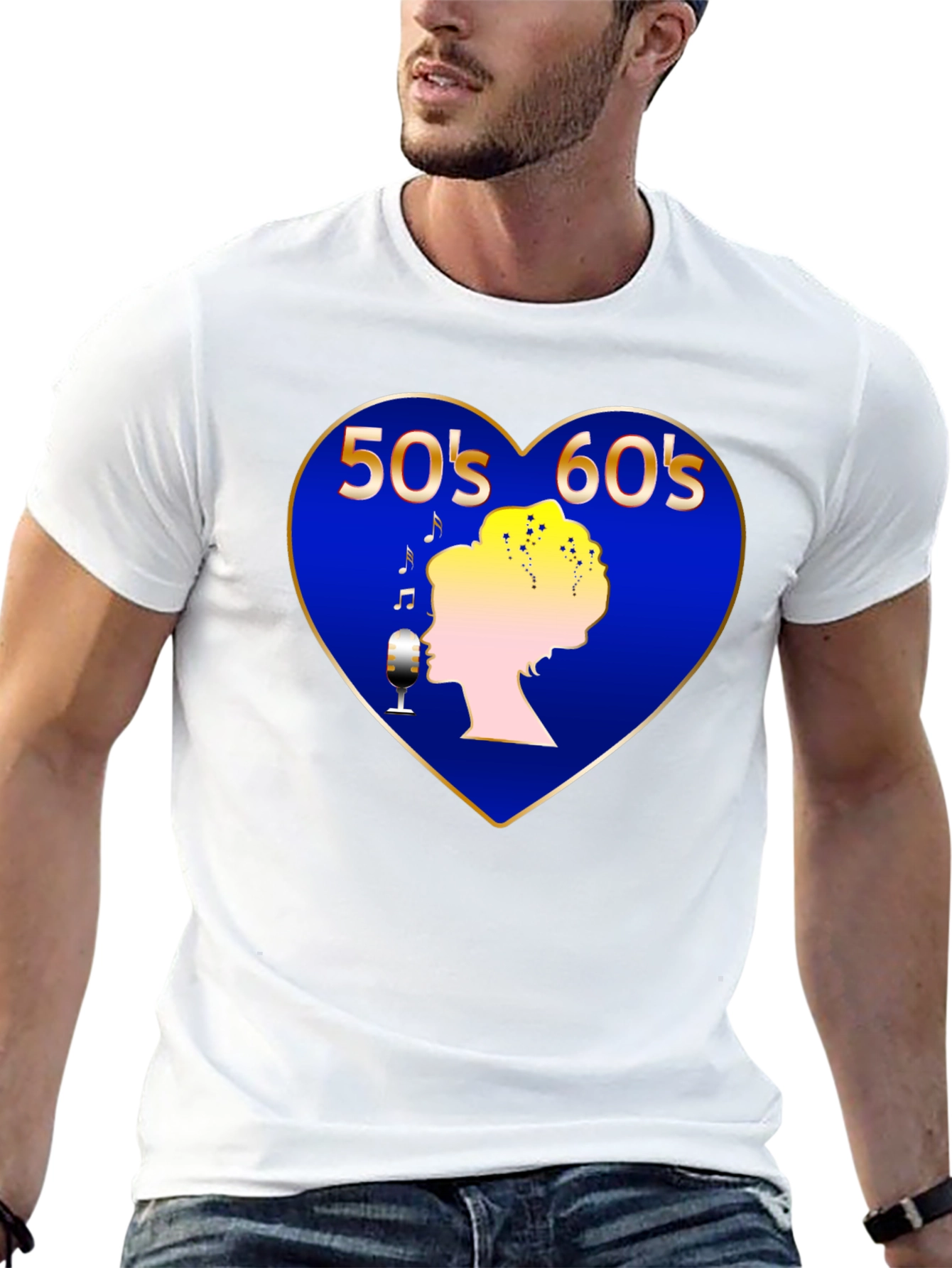 Retro 50s 60s Music Heart T-Shirt - 13