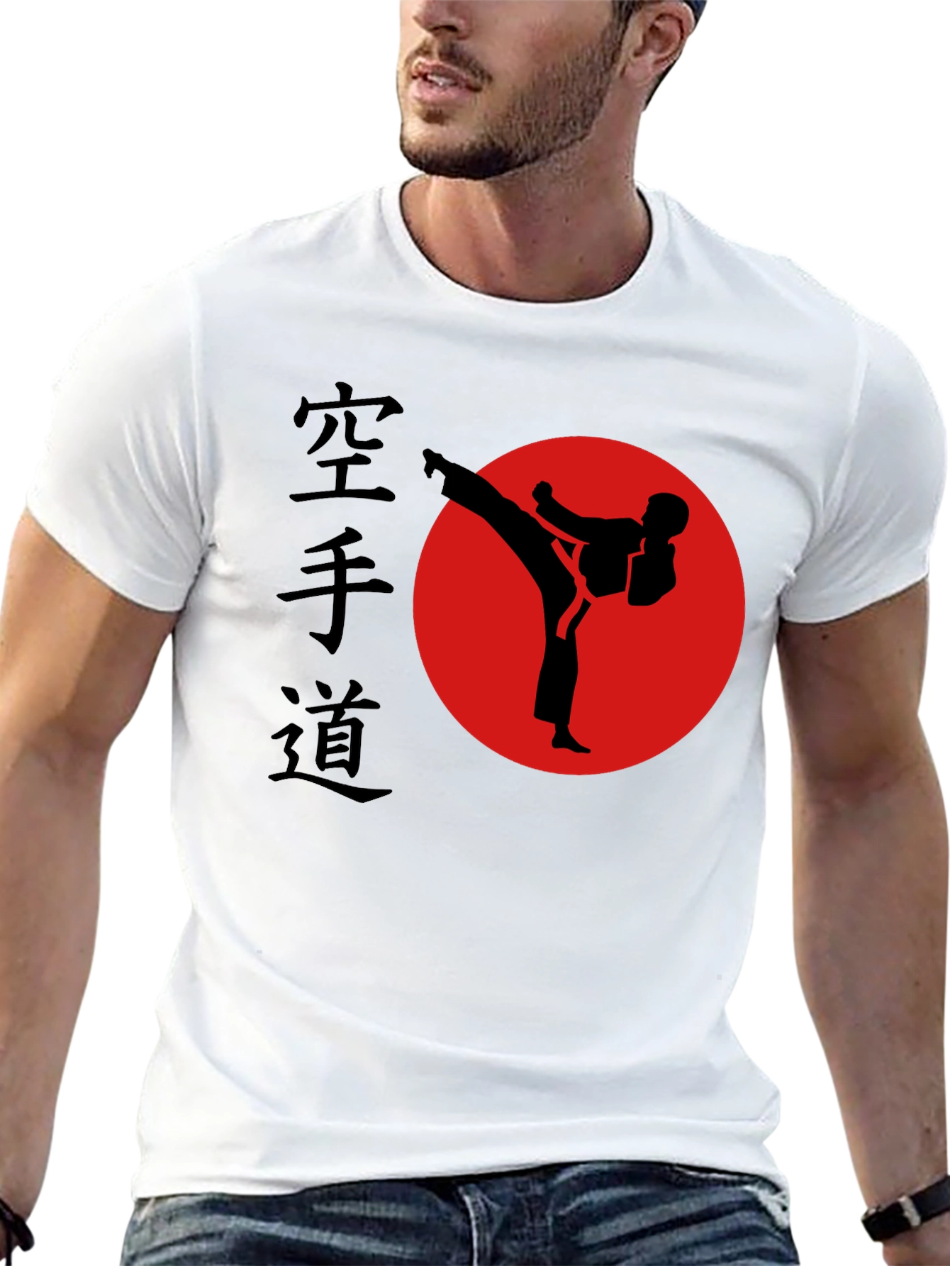 Black Karate Kick Black T-Shirt - Martial Arts Design view 13
