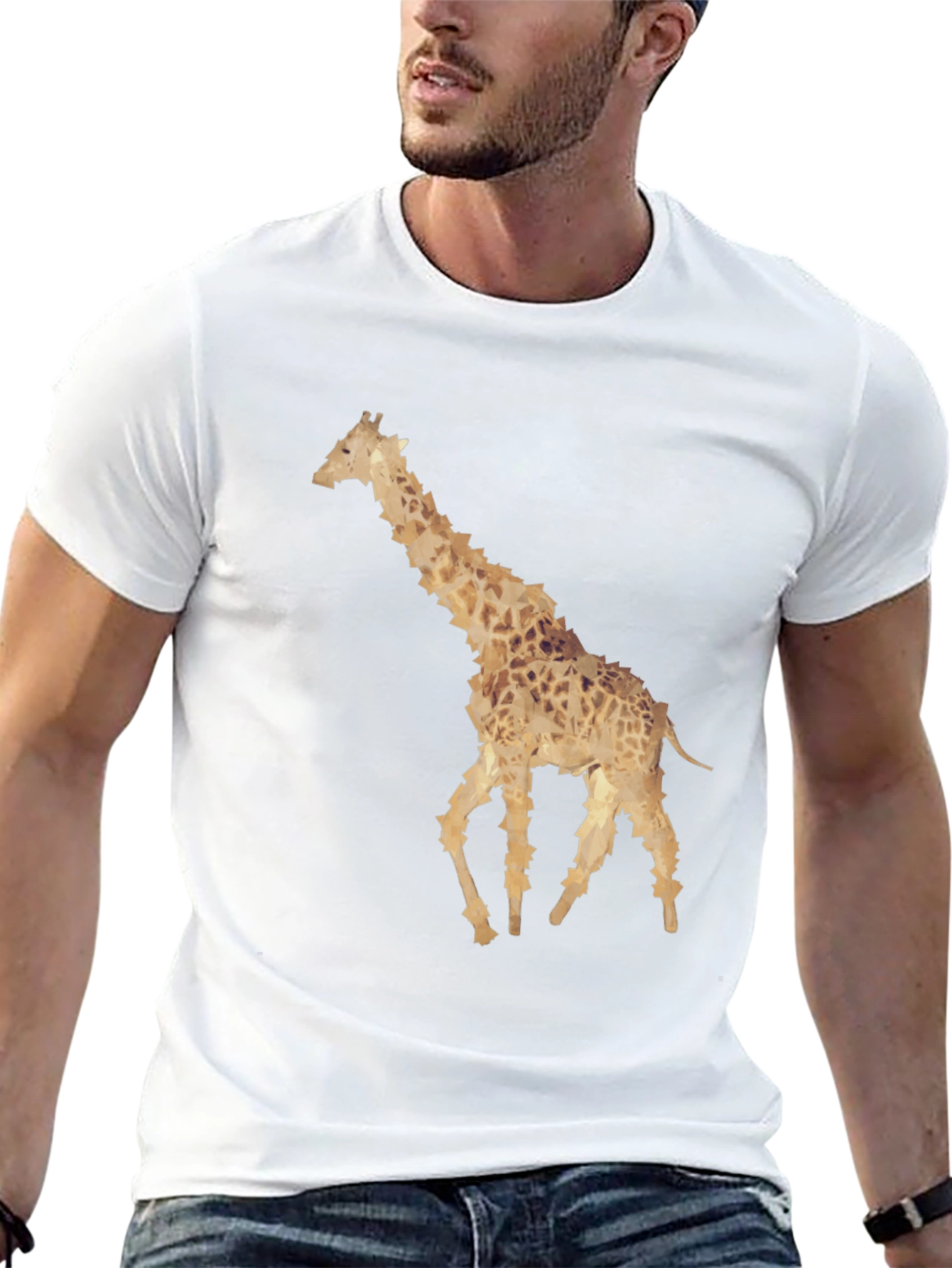 Black Giraffe Graphic Print Black T-Shirt view 13