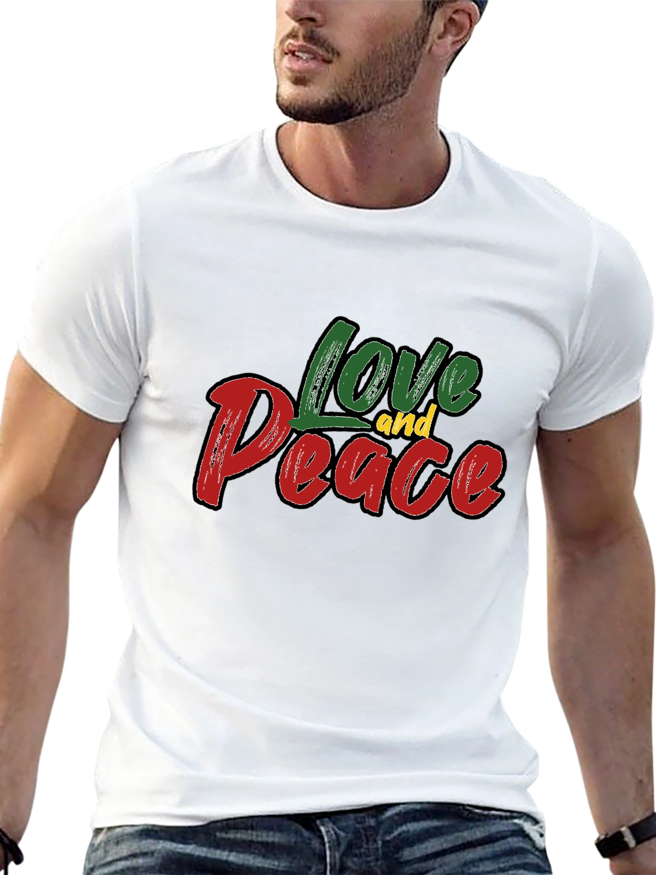 Black Love and Peace Graphic Black T-Shirt view 13