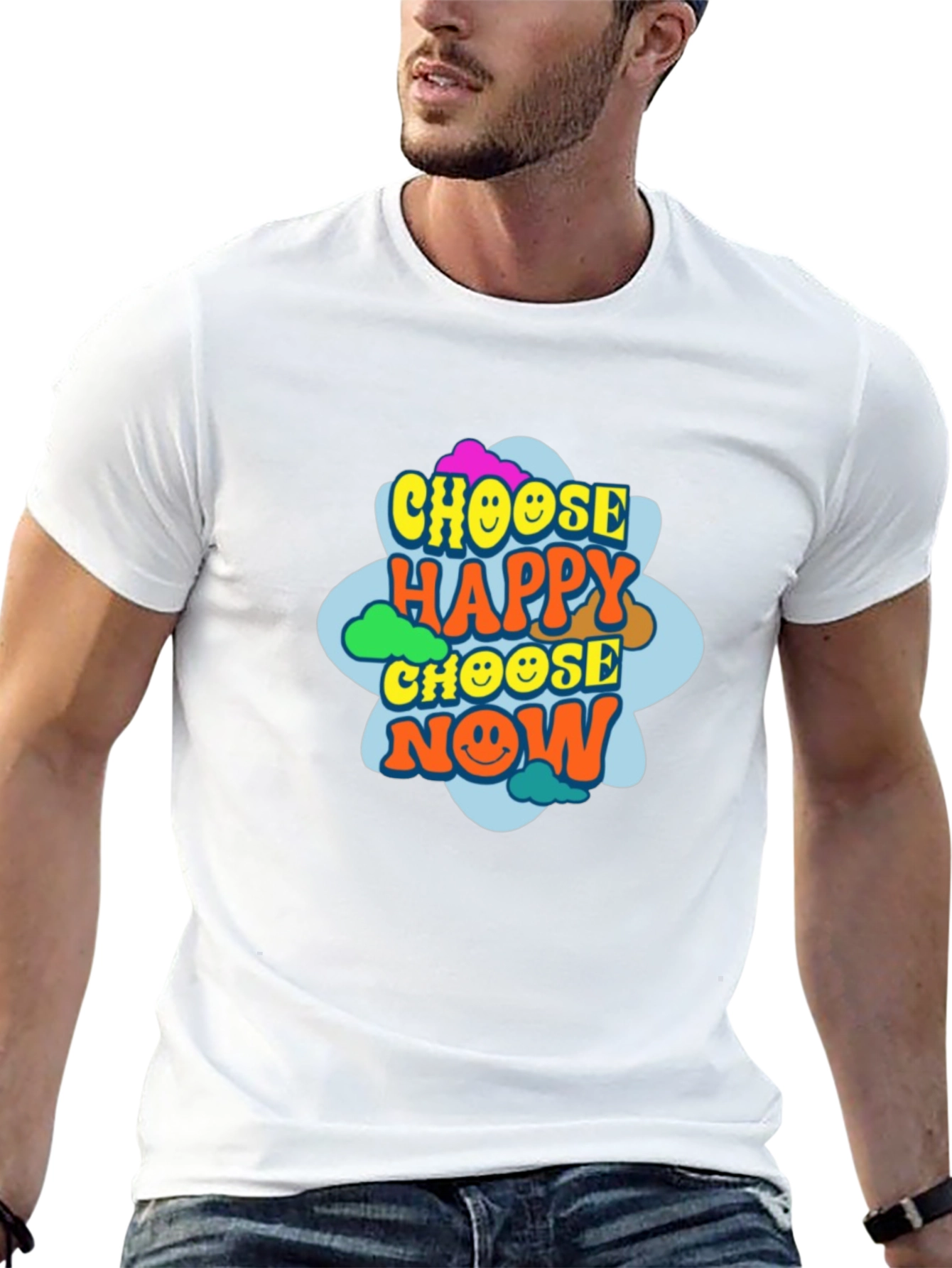Black Choose Happy Now Graphic Tee view 13