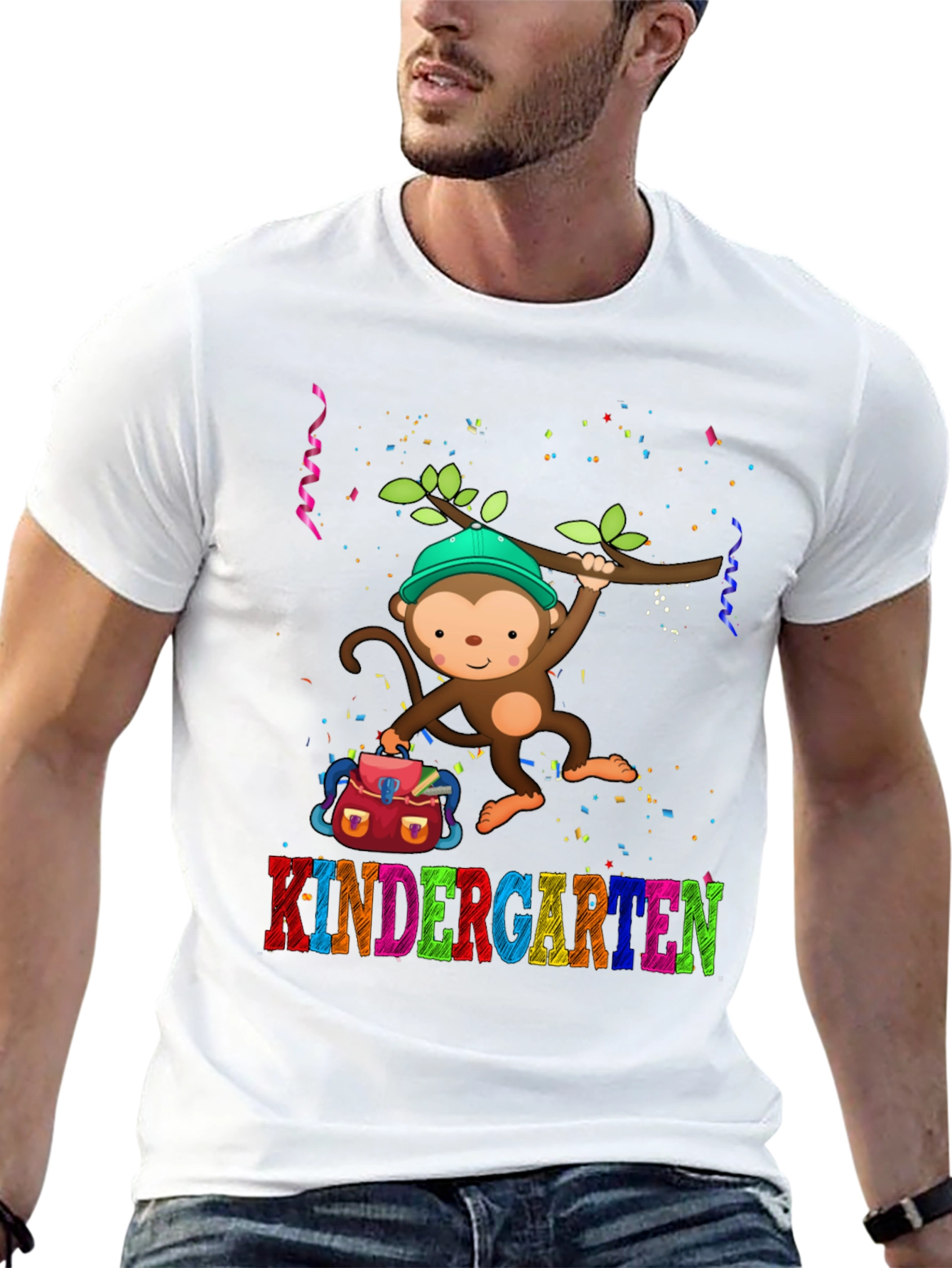 Black Kindergarten Monkey T-Shirt - Back to School view 13