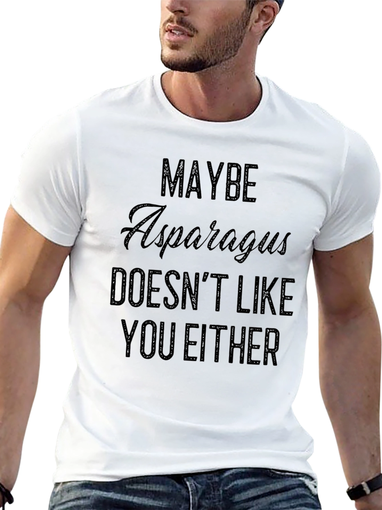 Black Maybe Asparagus Doesn't Like You Either Funny T-Shirt view 13