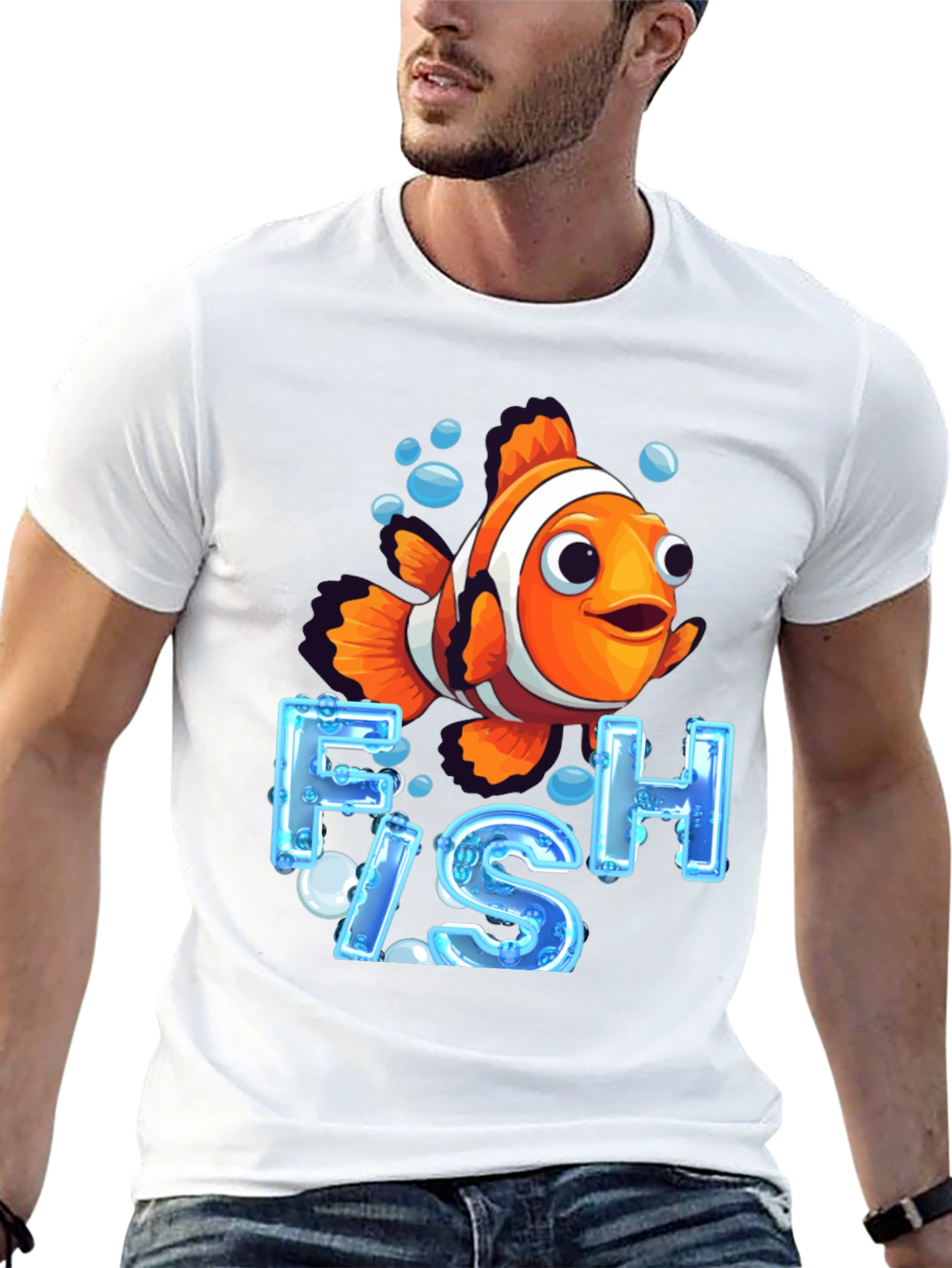 Black Clownfish Graphic T-Shirt - Ocean Life Design view 13