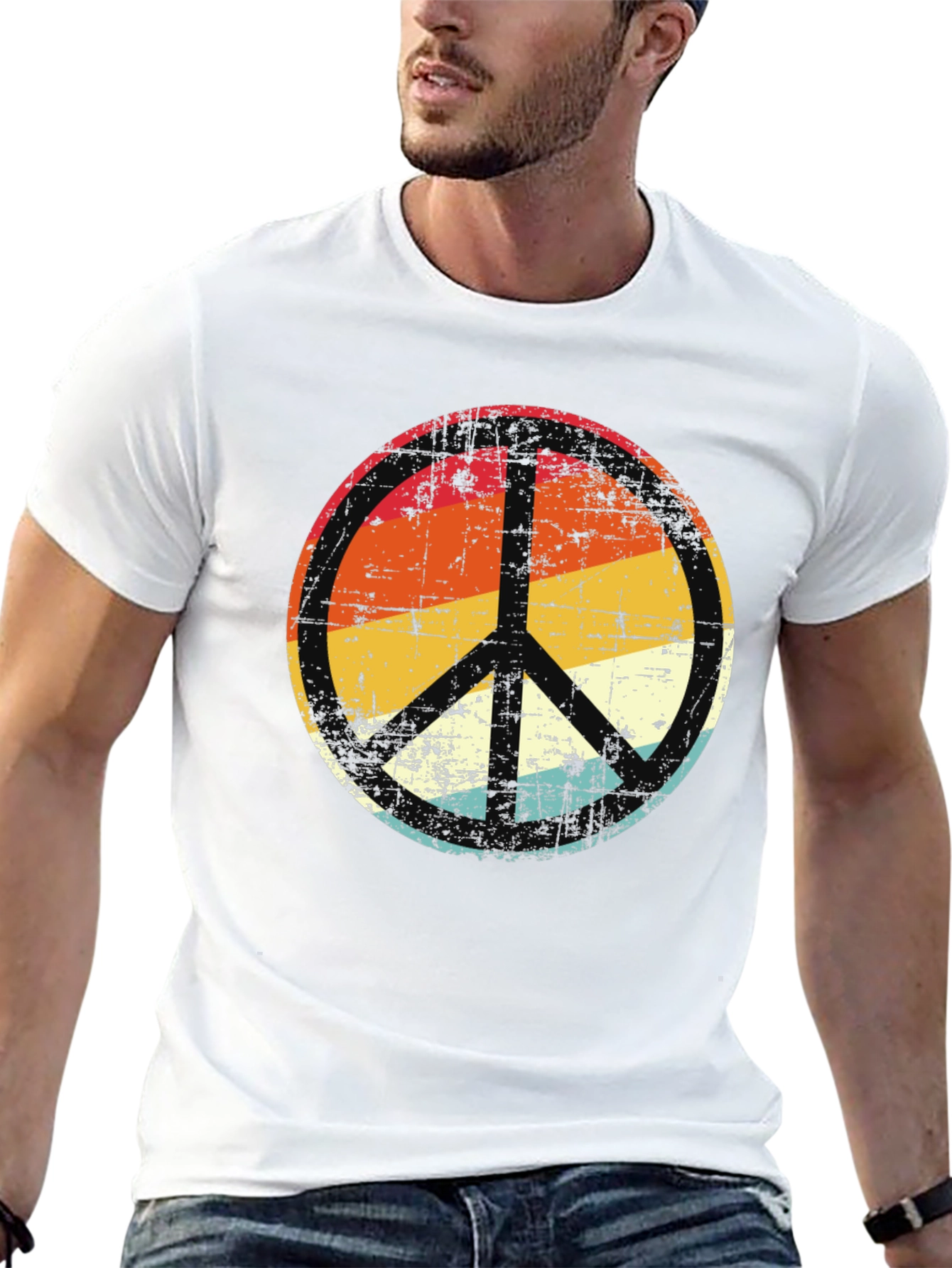 Black Retro Peace Sign Graphic Tee - Vintage Style view 13
