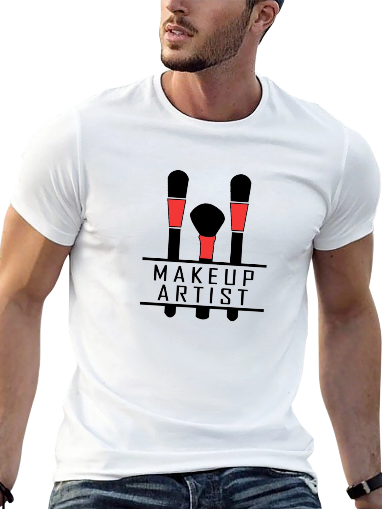 Black Makeup Artist Graphic T-Shirt - Unisex Black Tee view 13