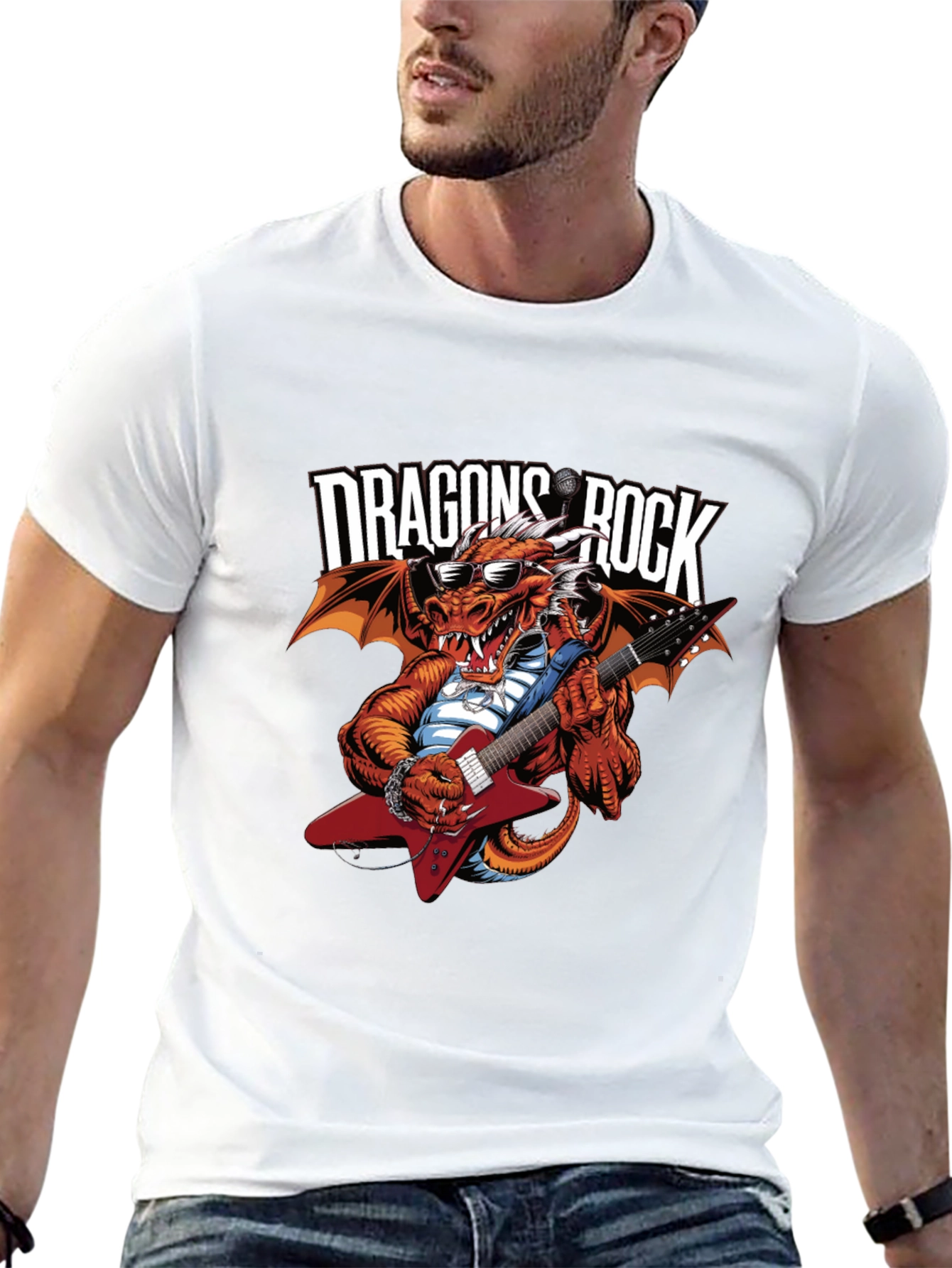 Black Dragon Rocks Graphic Tee - Heavy Metal Concert T-Shirt view 13