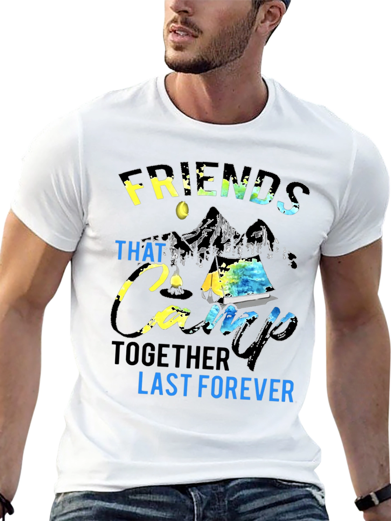 Black Friends That Camp Together Black Graphic T-Shirt view 13
