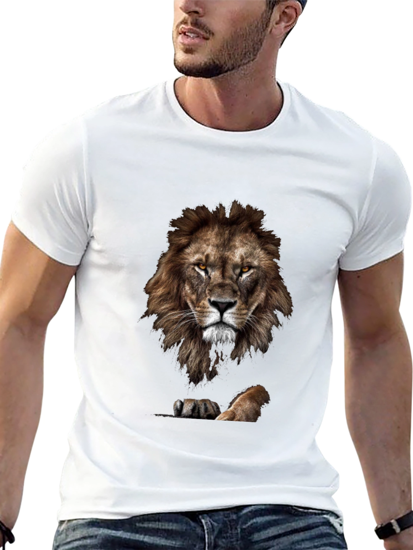 Black Lion Graphic Tee - Bold Animal Print T-Shirt view 13