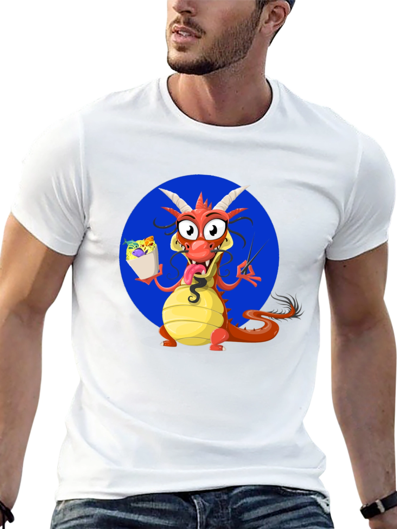 Black Dragon Eating Noodles Graphic T-Shirt view 13