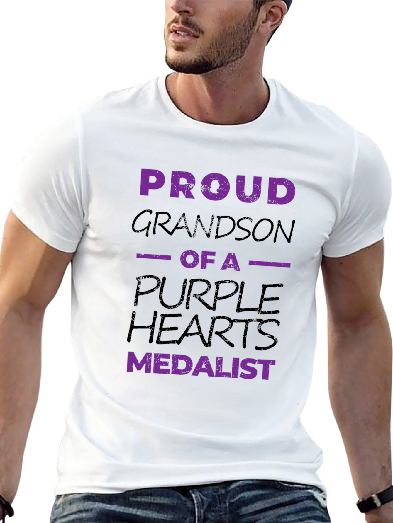 Proud Grandson of a Purple Hearts Medalist T-Shirt - 13