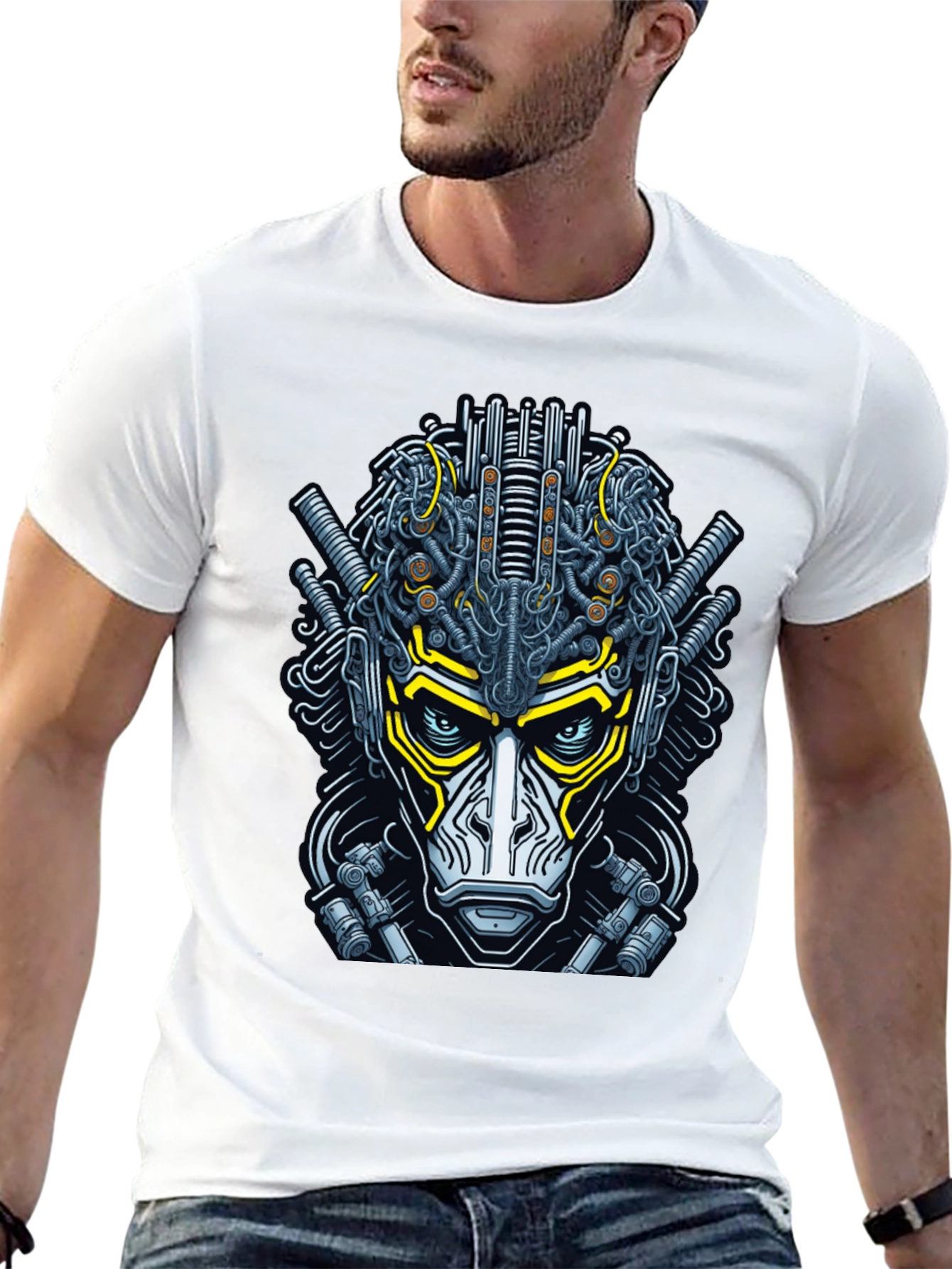 Black Cyberpunk Monkey Graphic Tee - Unique Streetwear view 13