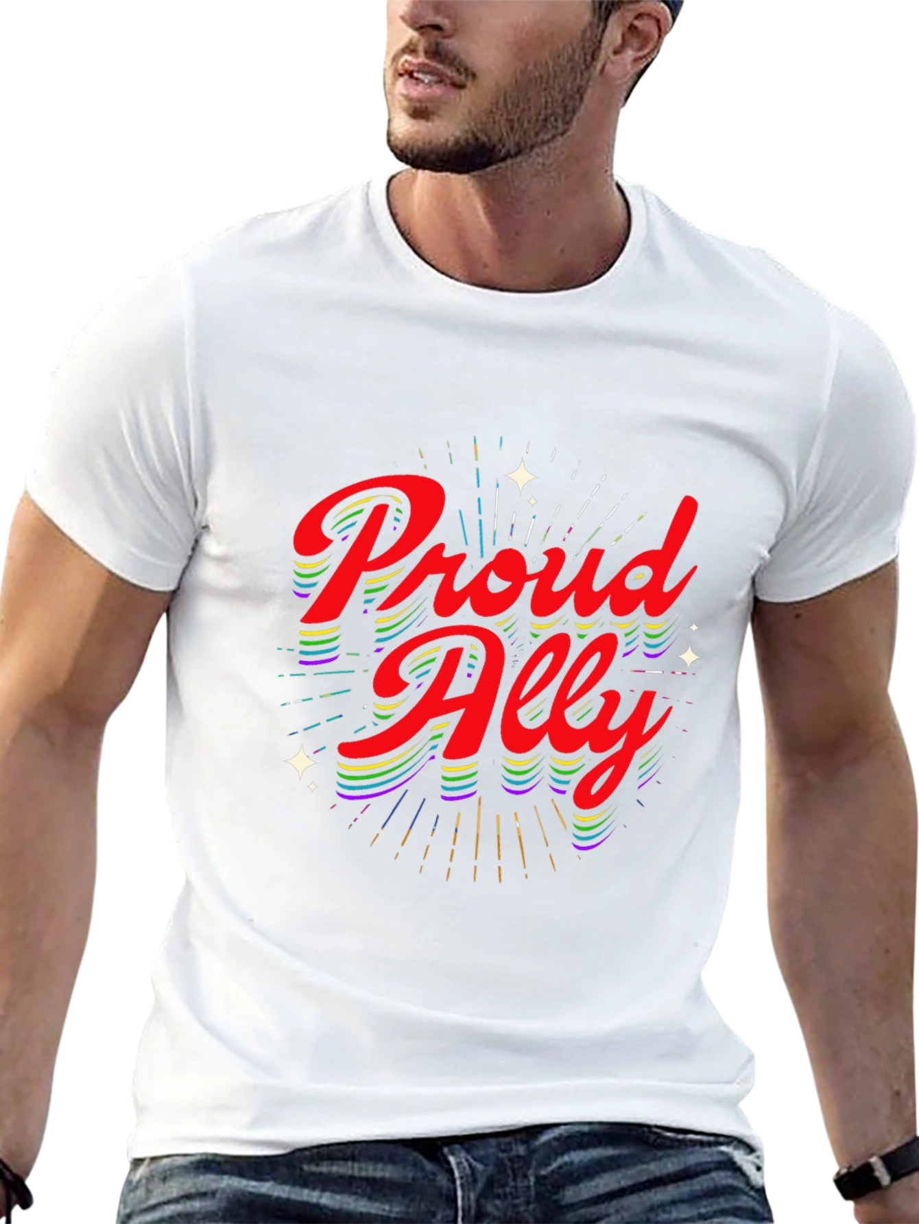 Black Proud Ally T-Shirt - LGBTQ+ Pride view 13