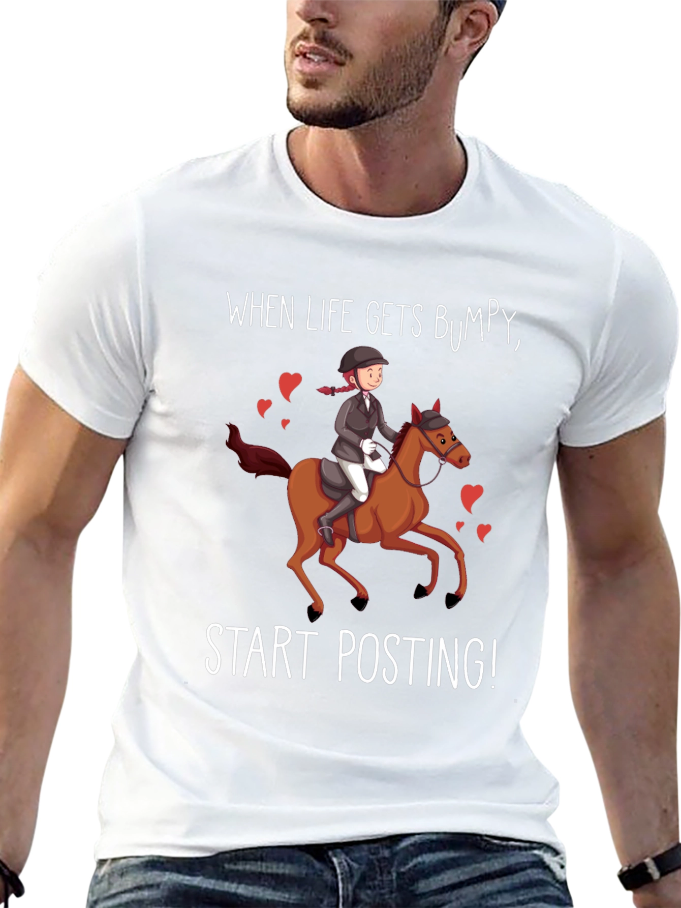 Black Equestrian Humor T-Shirt - "Start Posting!" view 13