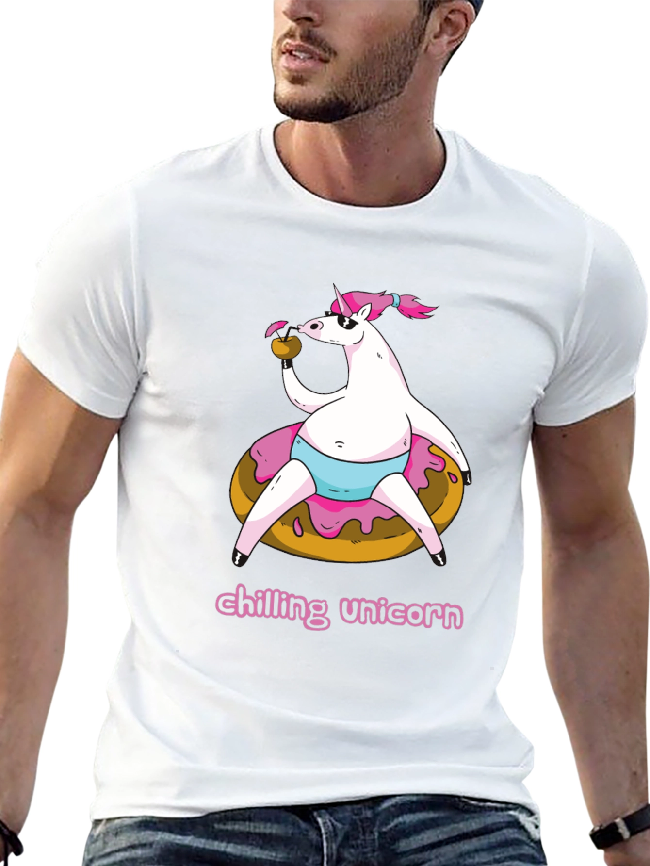 Black Chilling Unicorn Doughnut T-Shirt view 13