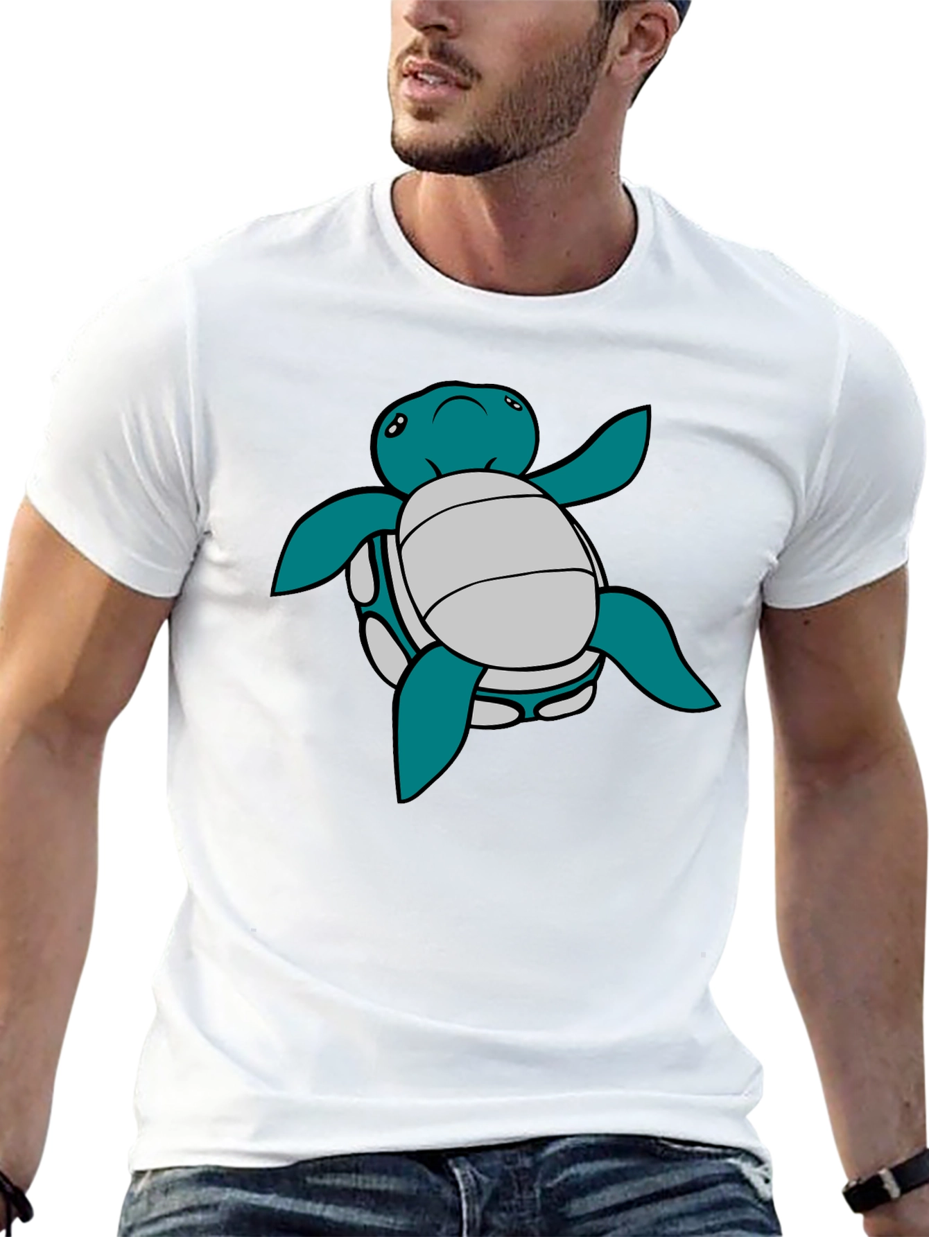 Black Cartoon Turtle Graphic Tee - Black T-Shirt view 13