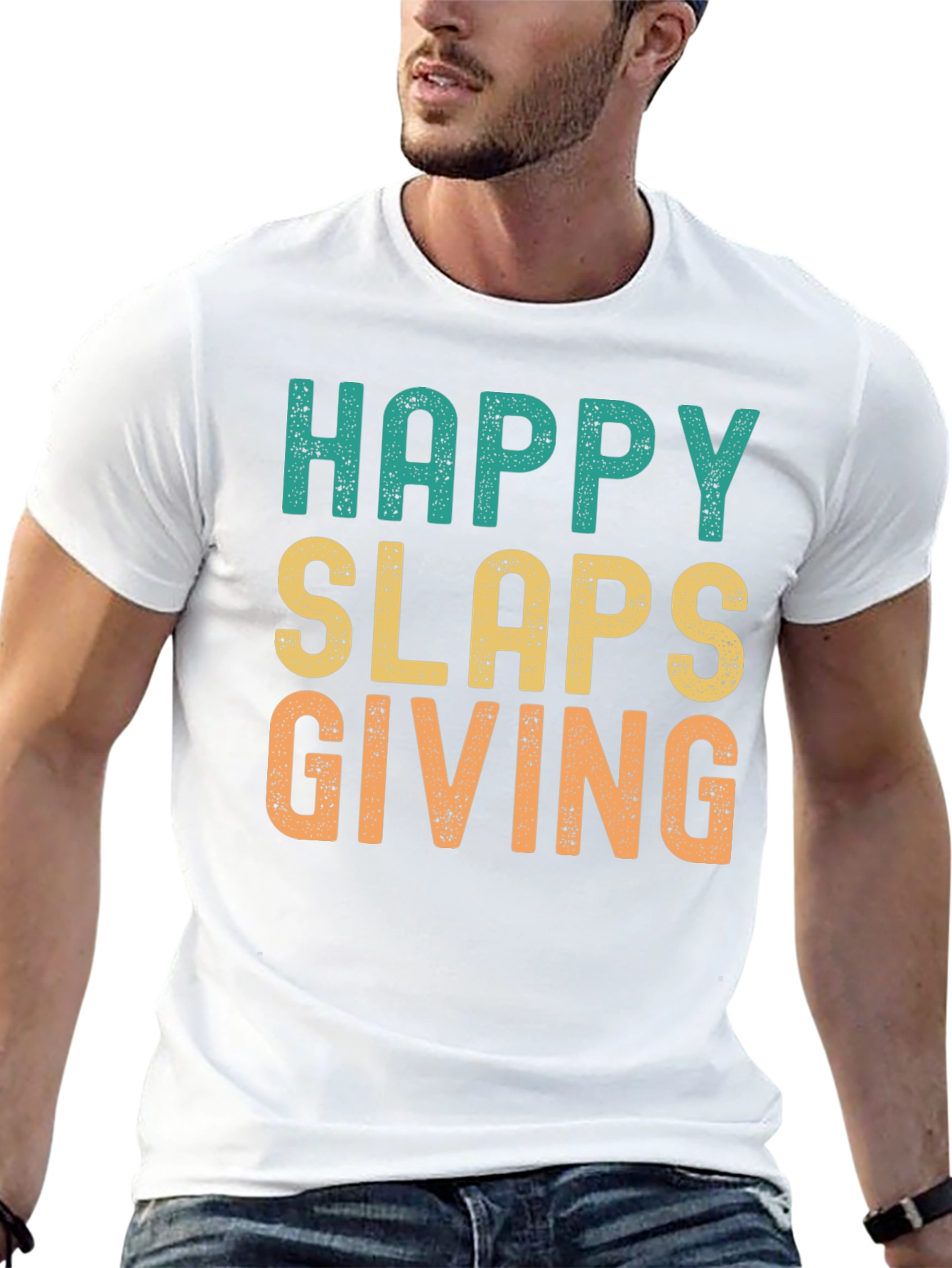 Black Happy Slaps Giving T-Shirt - Novelty Graphic Tee view 13