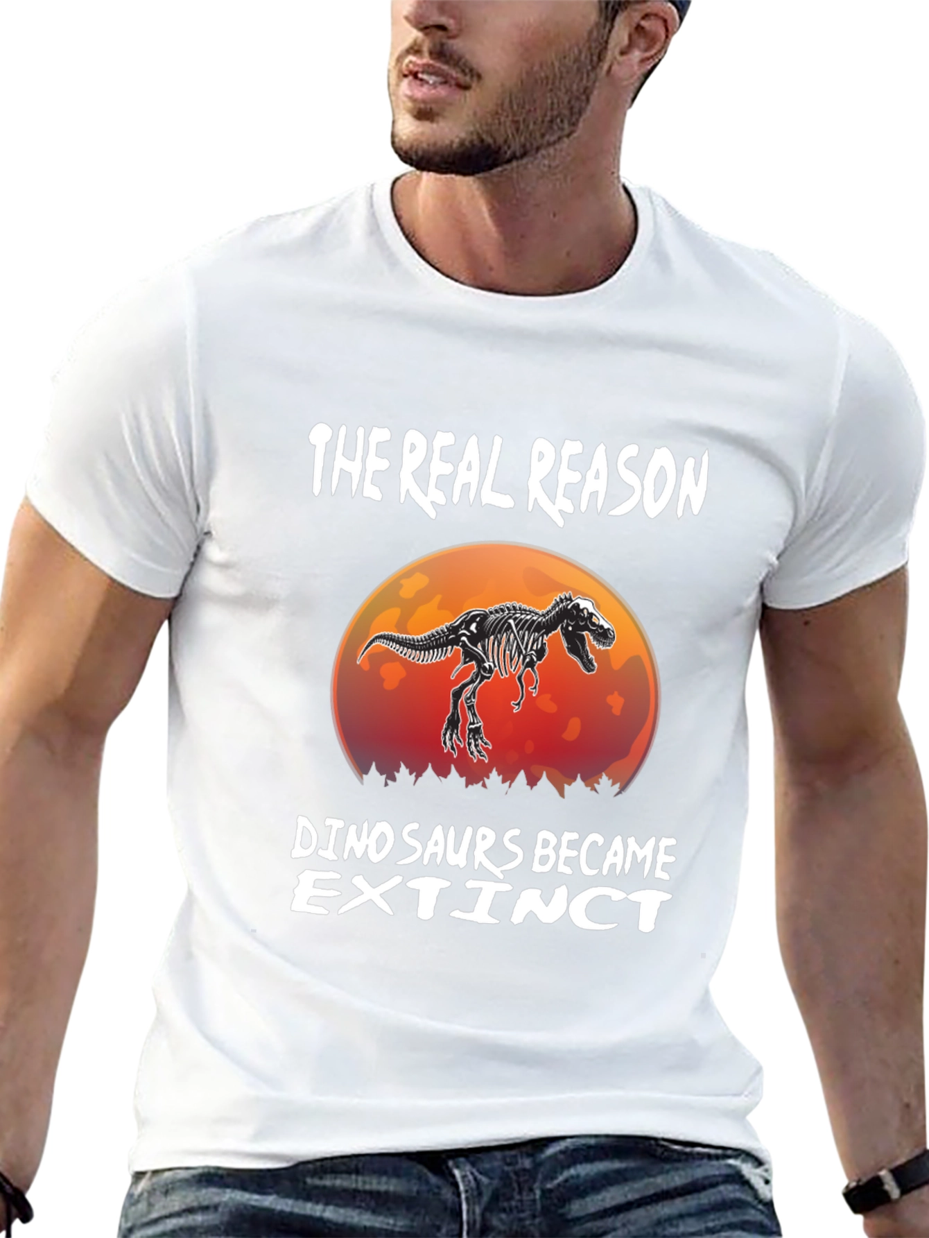 Black Dinosaur Extinction Funny T-Shirt view 13