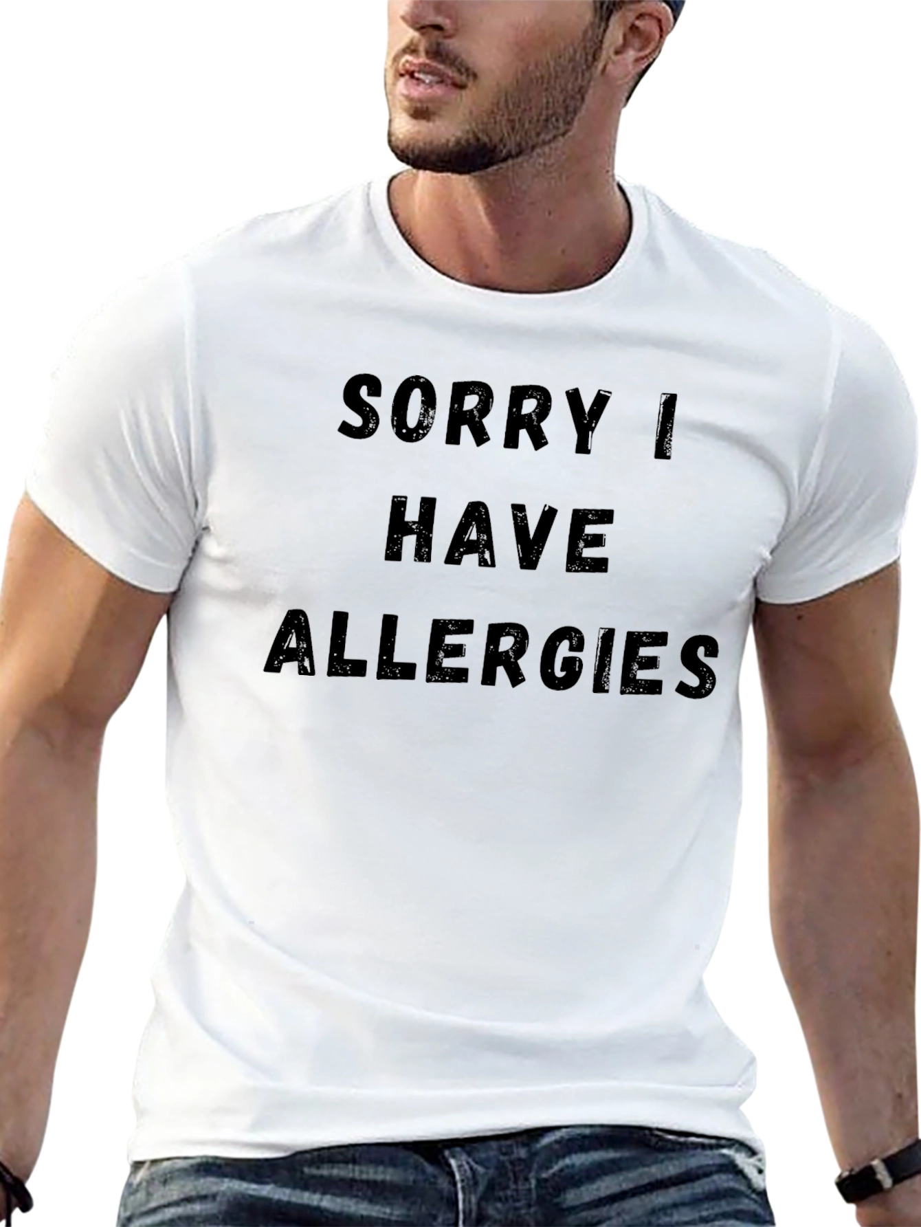 Black Funny Allergy T-Shirt - Novelty Graphic Tee view 13