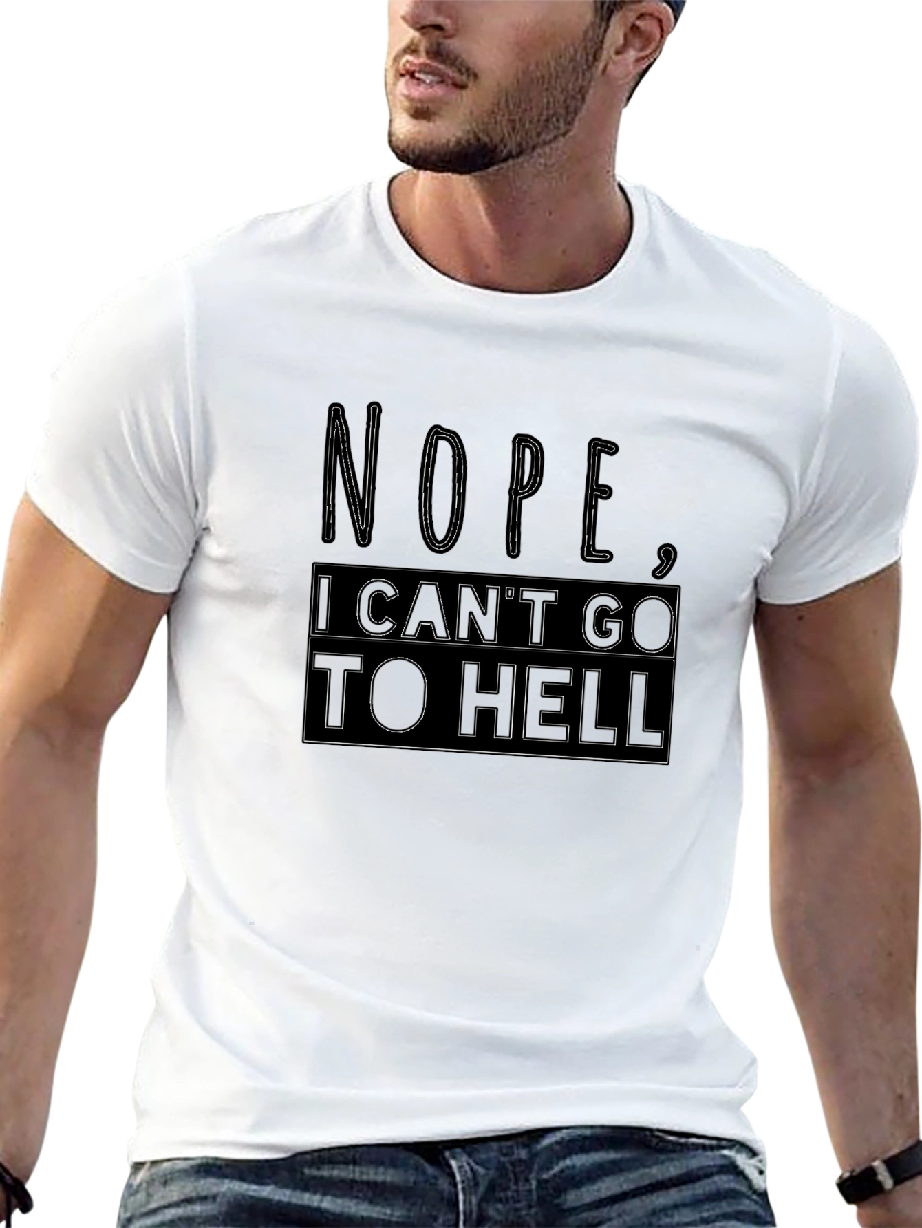 Black Nope, I Can't Go To Hell Funny Graphic Tee view 13