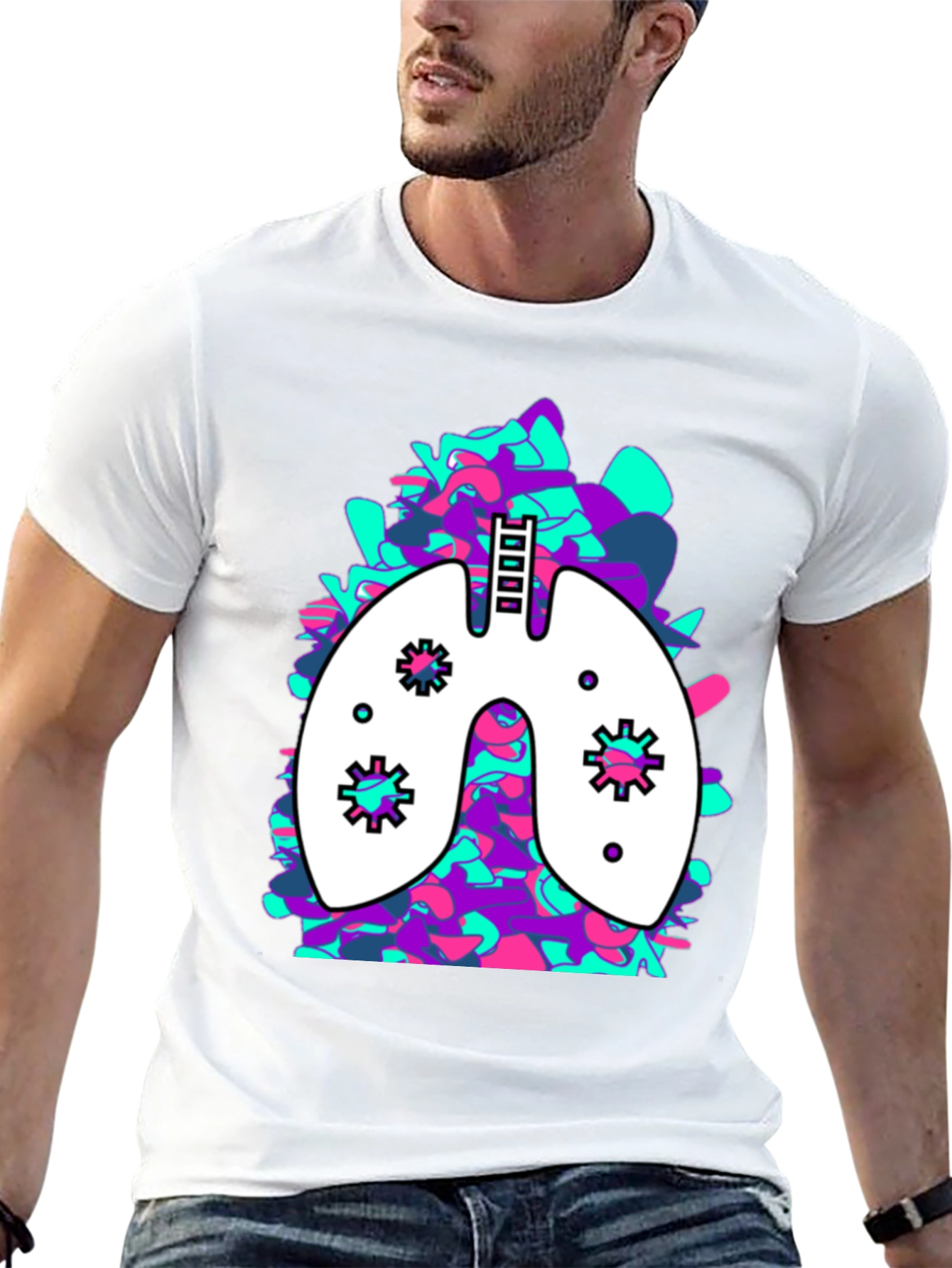 Black Lung Art Black T-Shirt: Abstract Organ Tee view 13