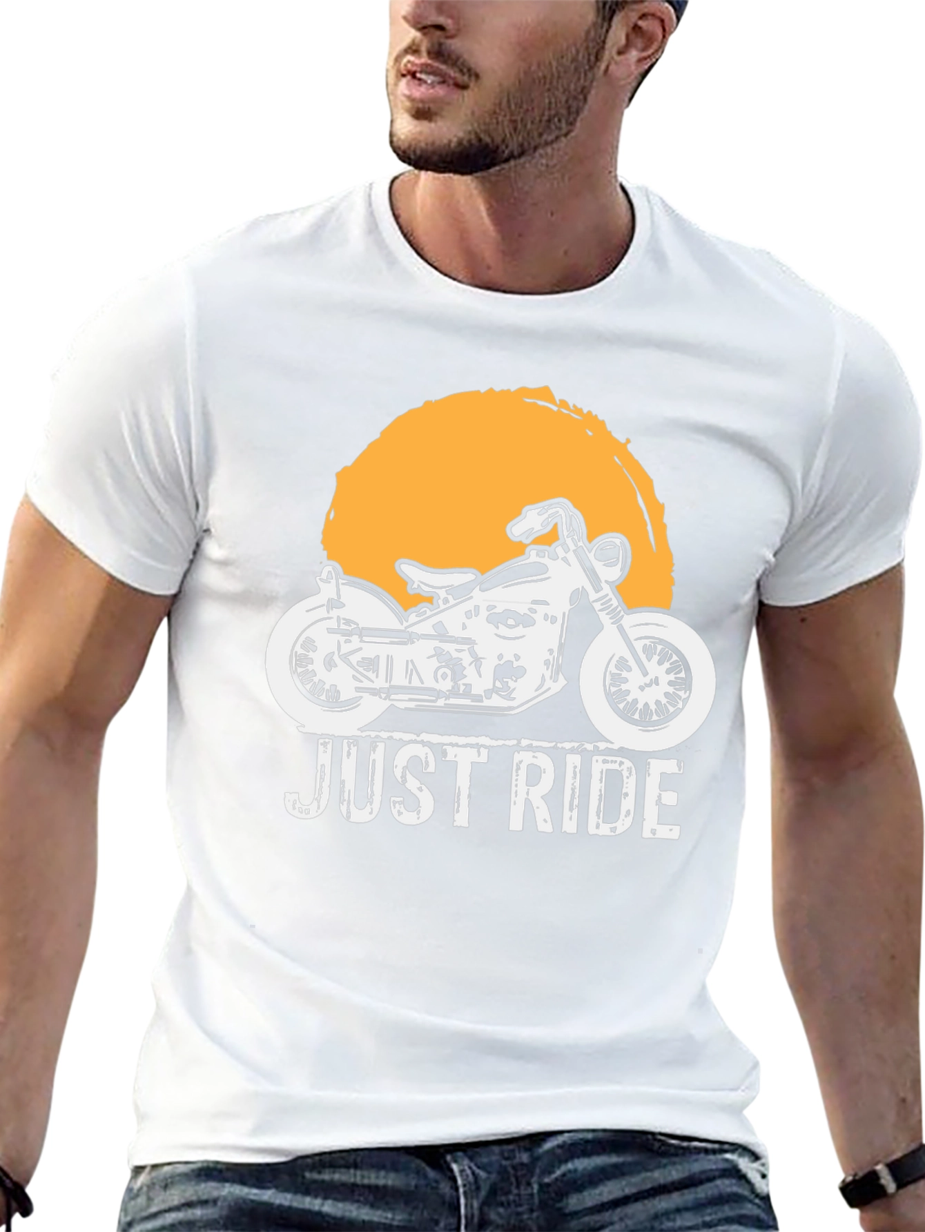 Black Just Ride Motorcycle Graphic T-Shirt view 13