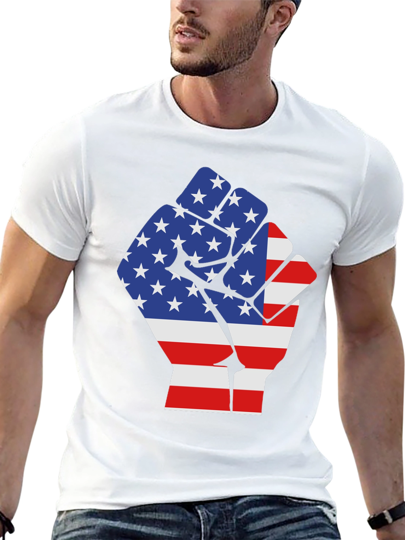 Black USA Flag Fist Graphic Tee - Patriotic Pride view 13