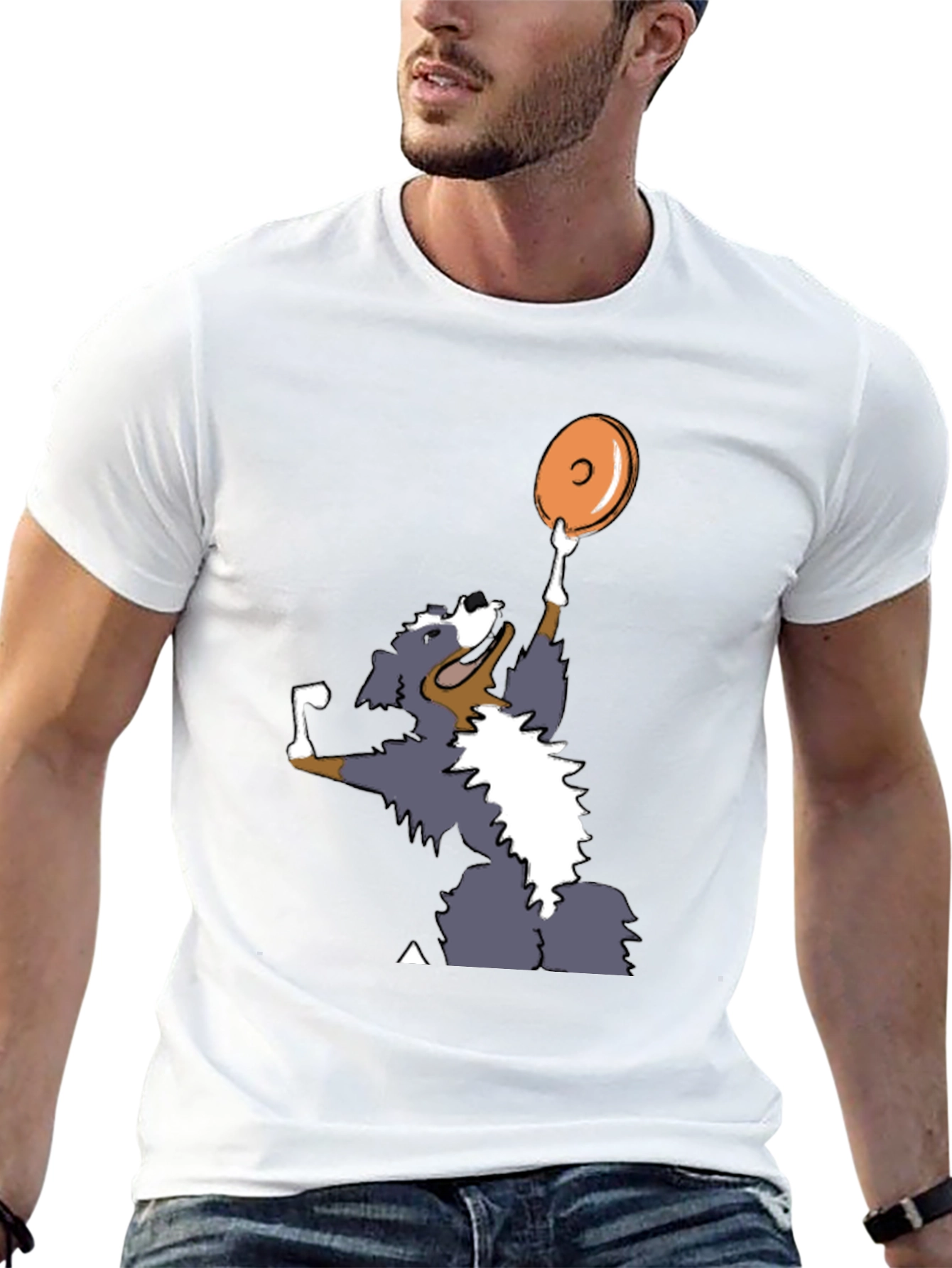 Black Dog Catching Disc Graphic Tee - Casual Style view 13