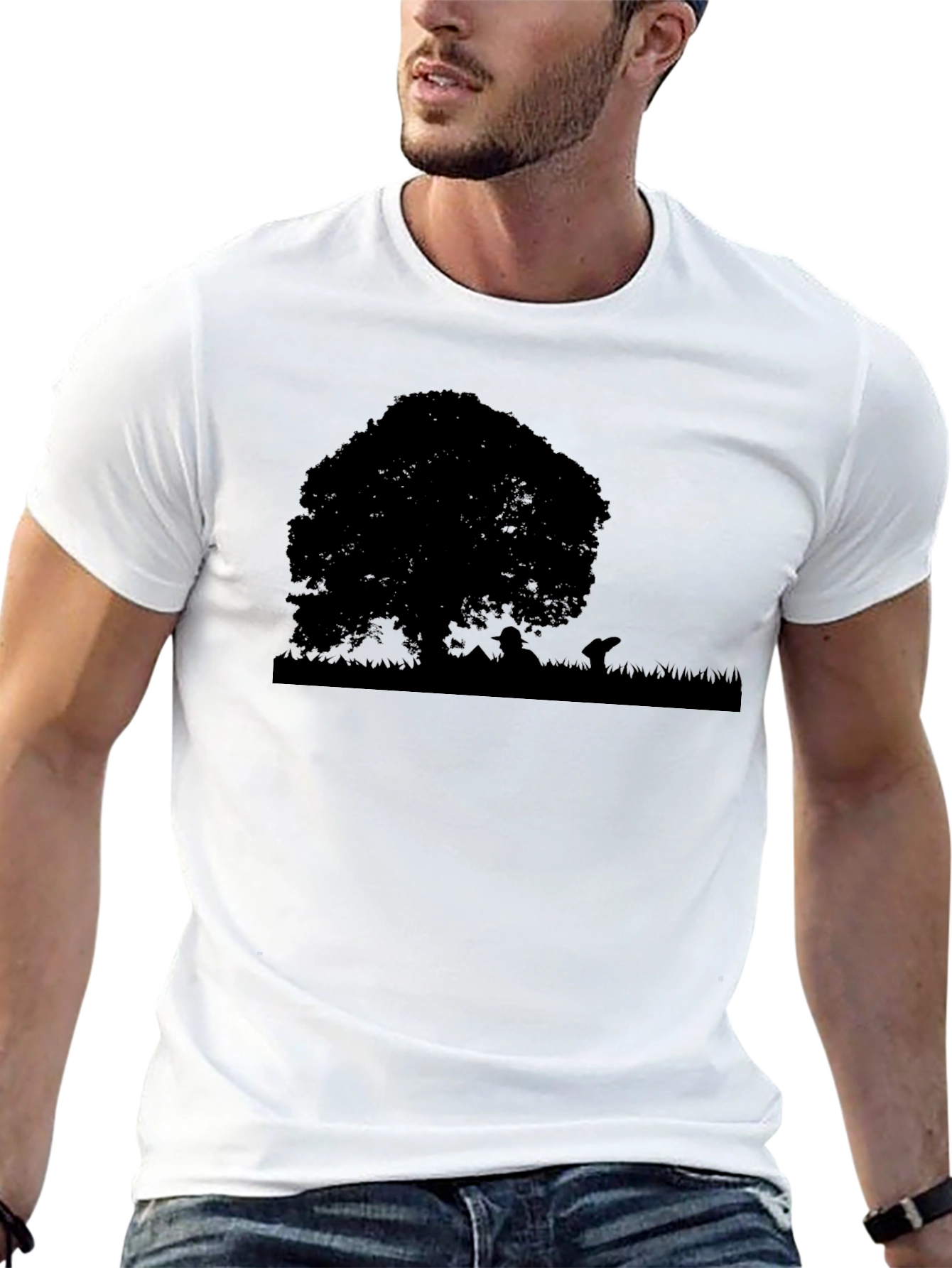 Black Silhouette Tree Graphic Tee - Black view 13