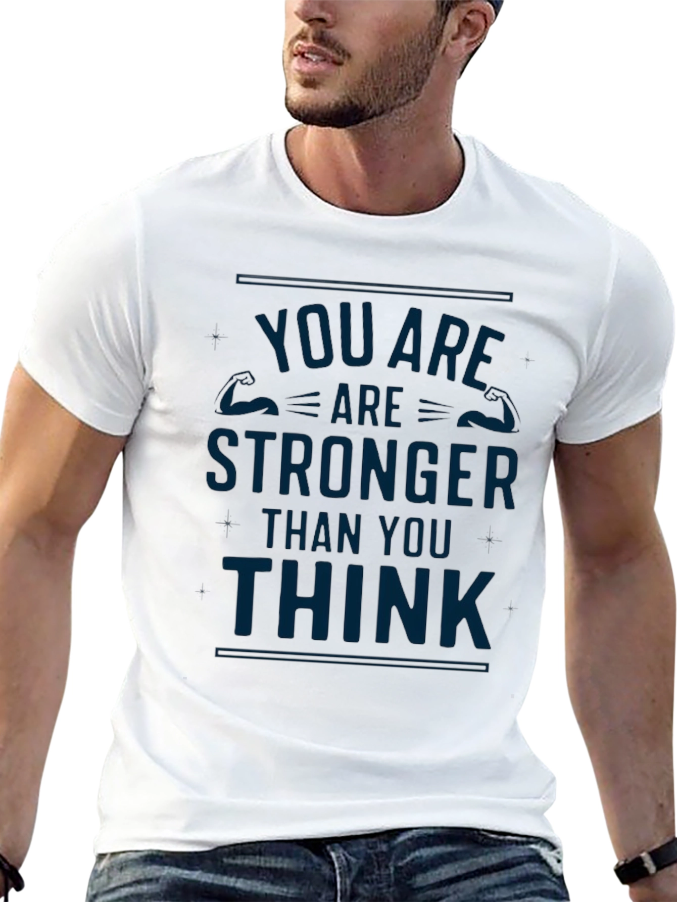Black Motivational 'You Are Stronger Than You Think' Black T-Shirt view 13