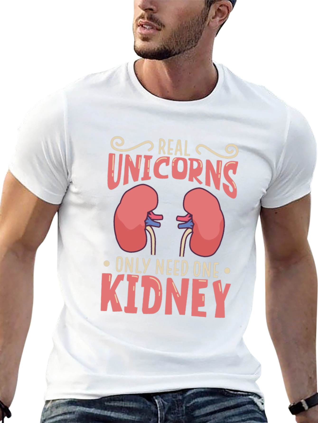 Black Real Unicorns Only Need One Kidney Graphic Tee view 13