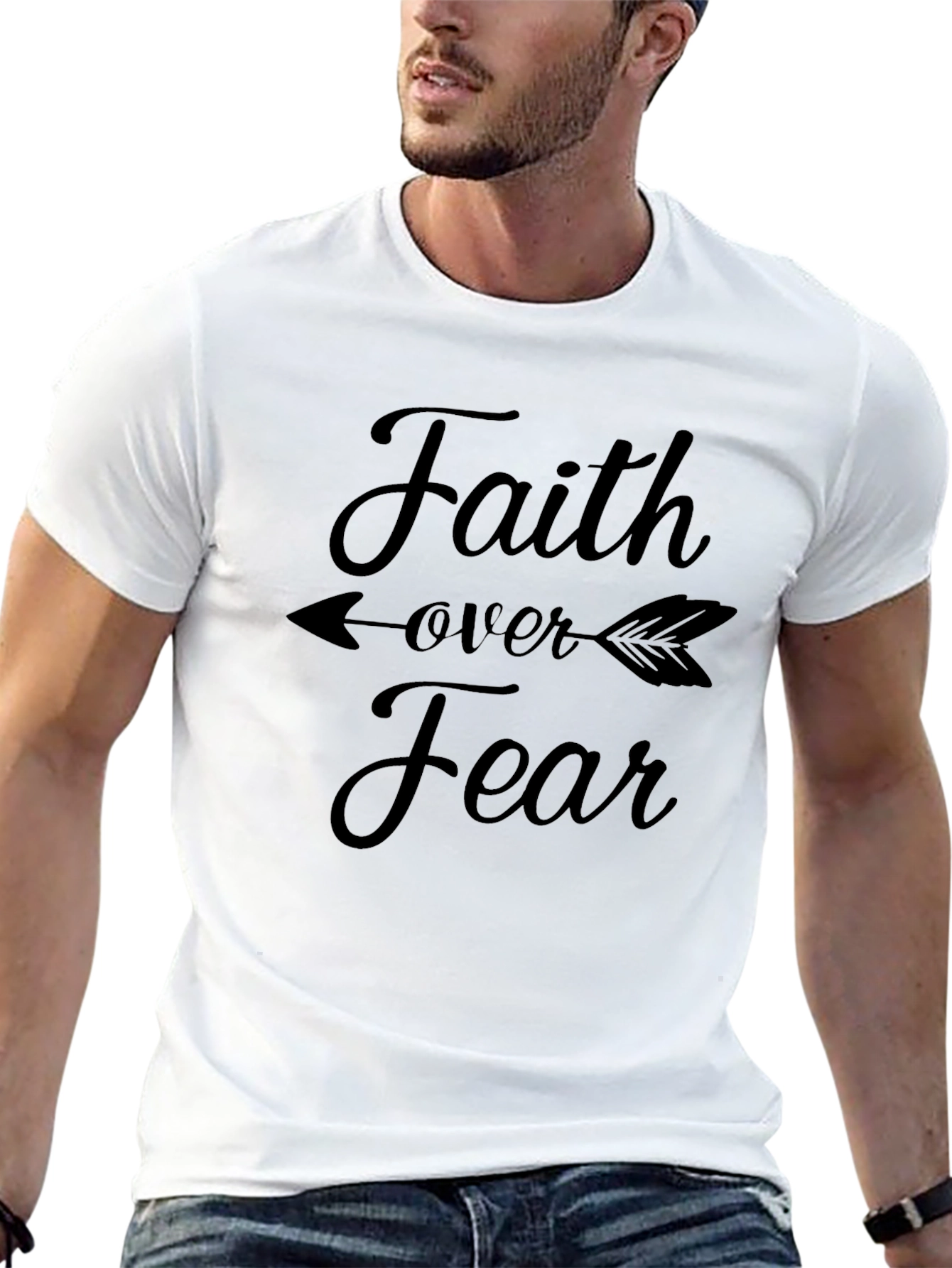 Black Faith Over Fear Graphic Tee - Inspirational Black T-Shirt view 13