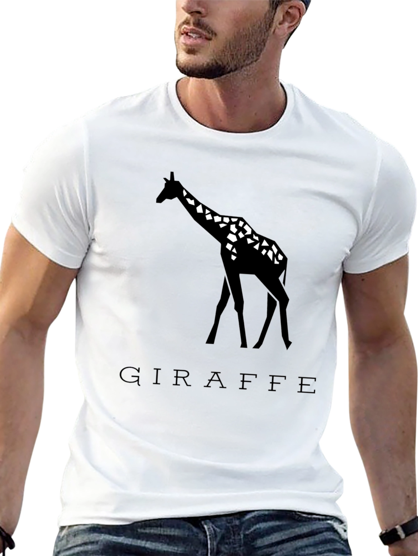 Black Giraffe Graphic Tee - Black Geometric Design view 13