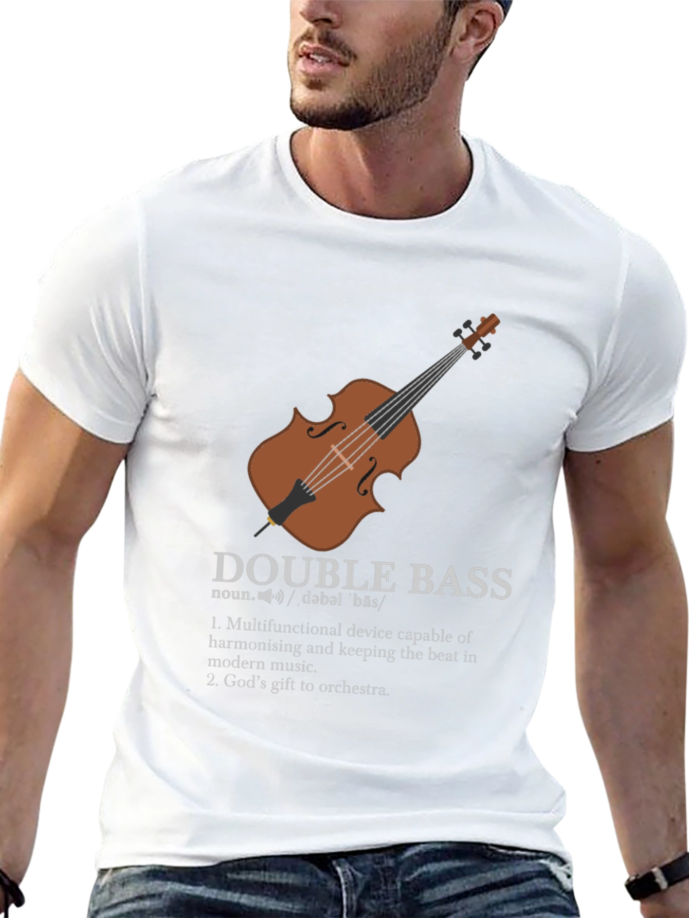 Black Double Bass Definition Graphic T-Shirt view 13
