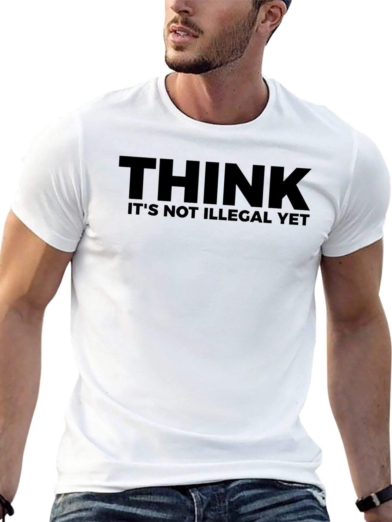 Black Think It's Not Illegal Yet Black Graphic Tee view 13