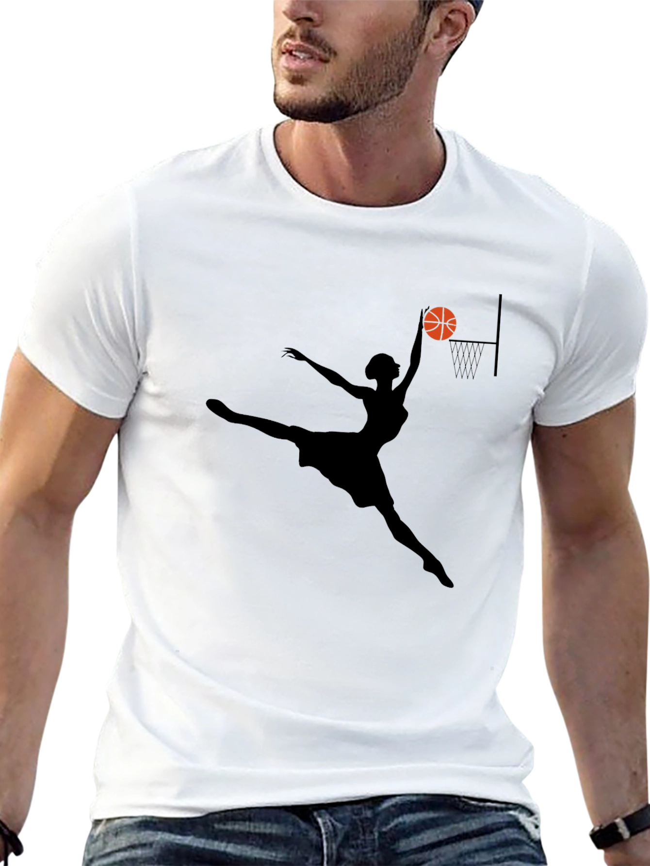 Basketball Silhouette Graphic T-Shirt - 13