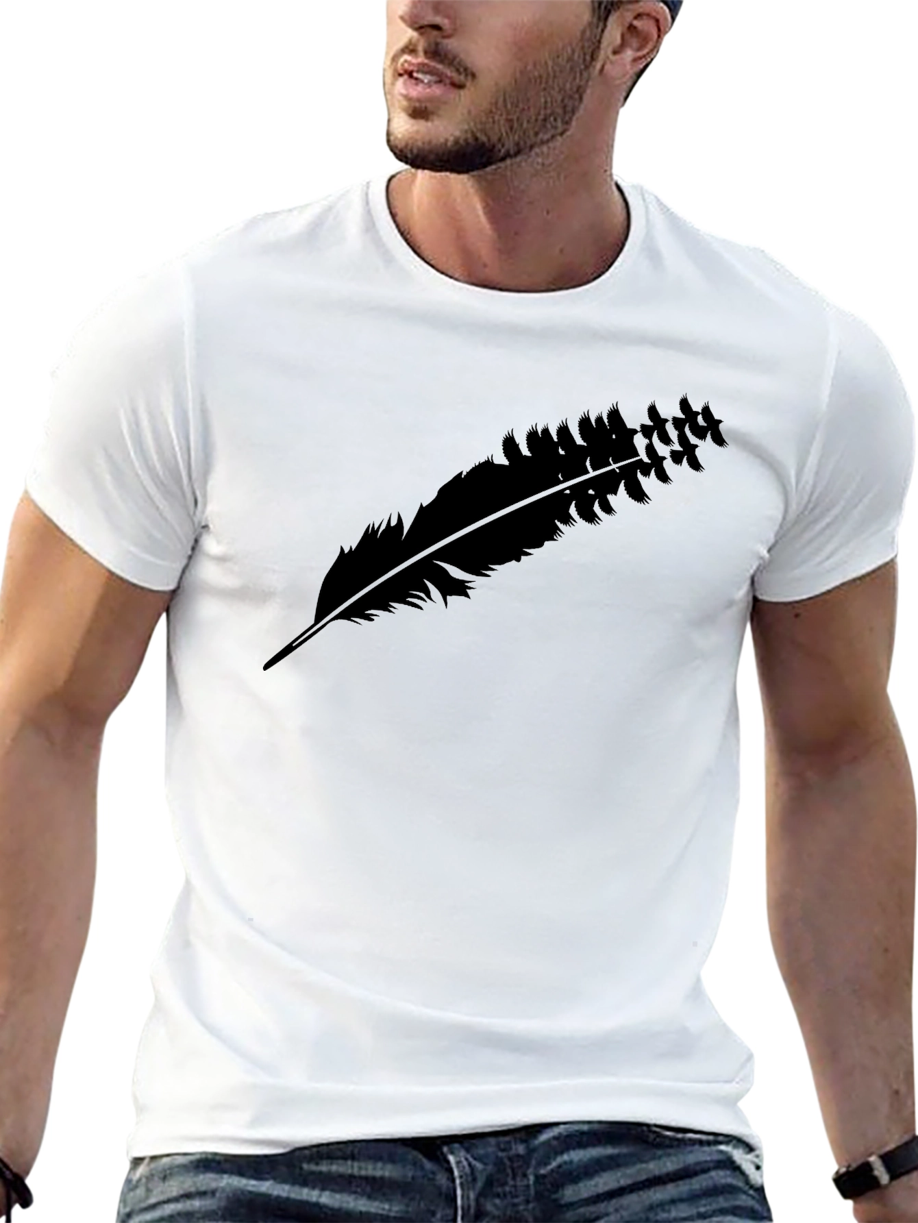 Black Black Feather Graphic Tee - Casual Comfort view 13