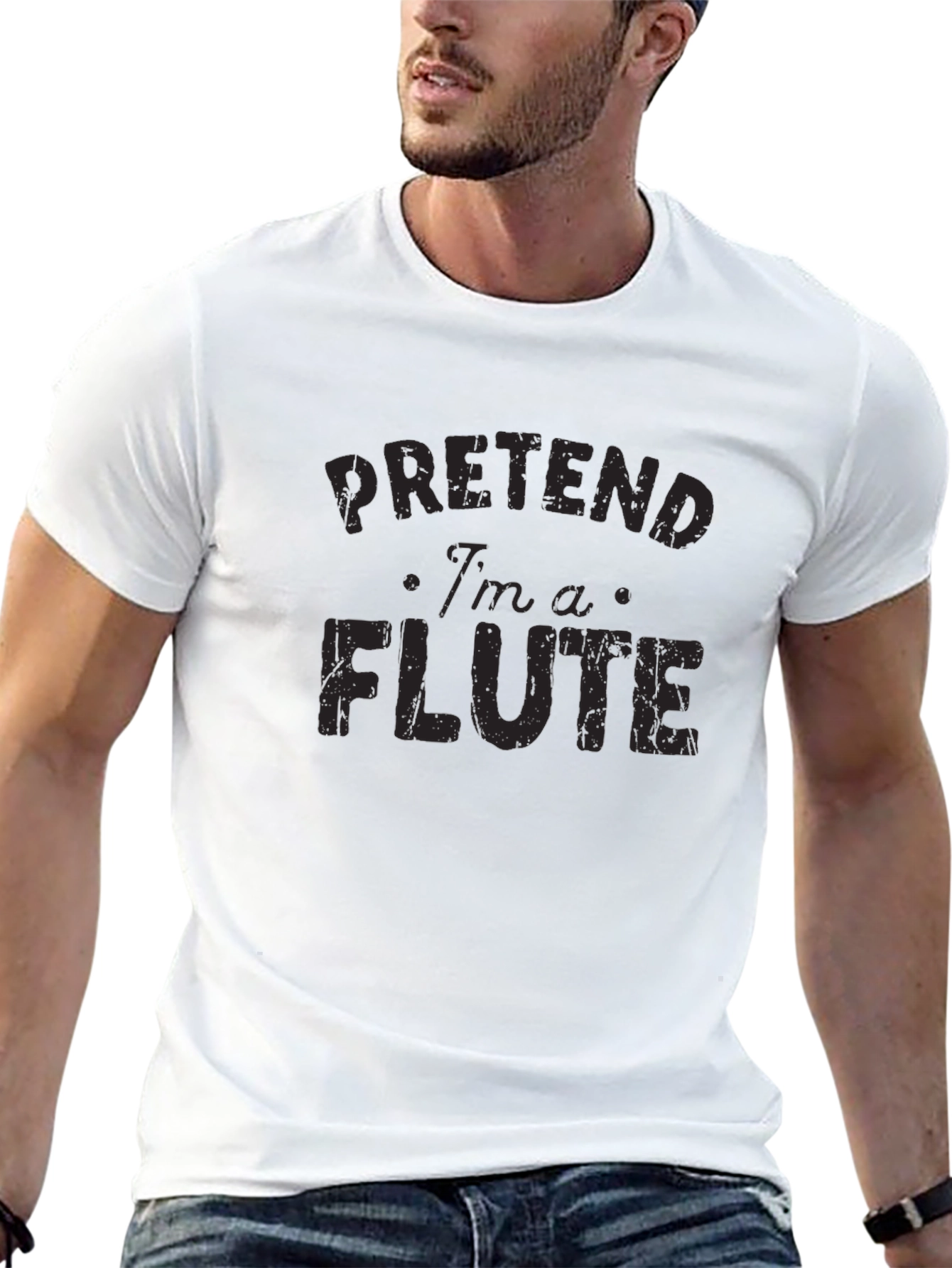 Black Pretend I'm A Flute Black Graphic Tee view 13