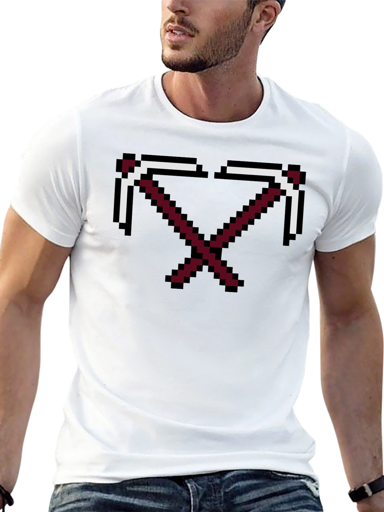 Black Pixelated Pickaxe T-Shirt - Gamer Style Tee view 13
