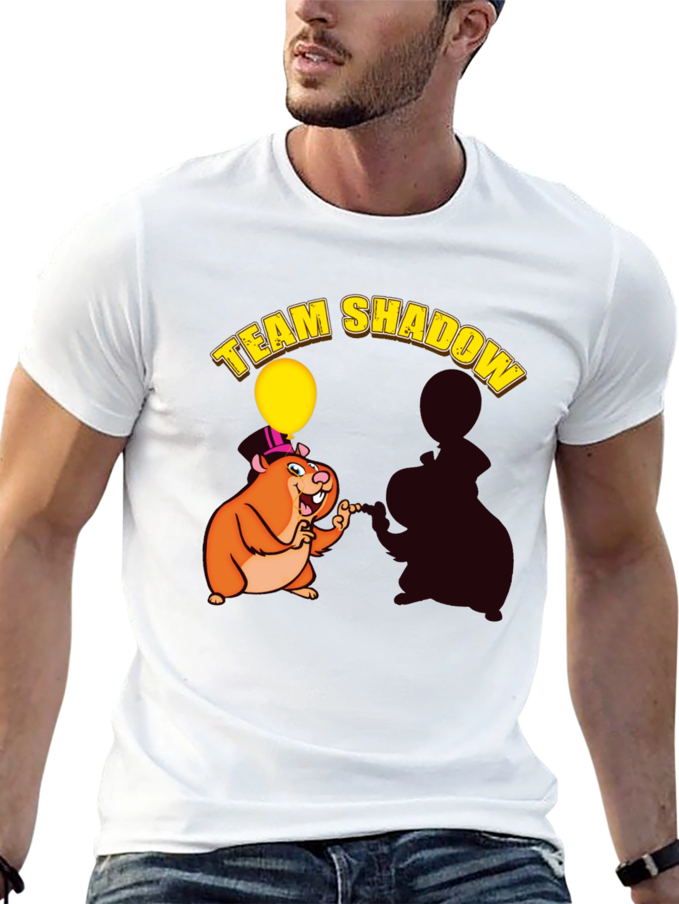 Black Team Shadow T-Shirt - Cute Hamster Design view 13