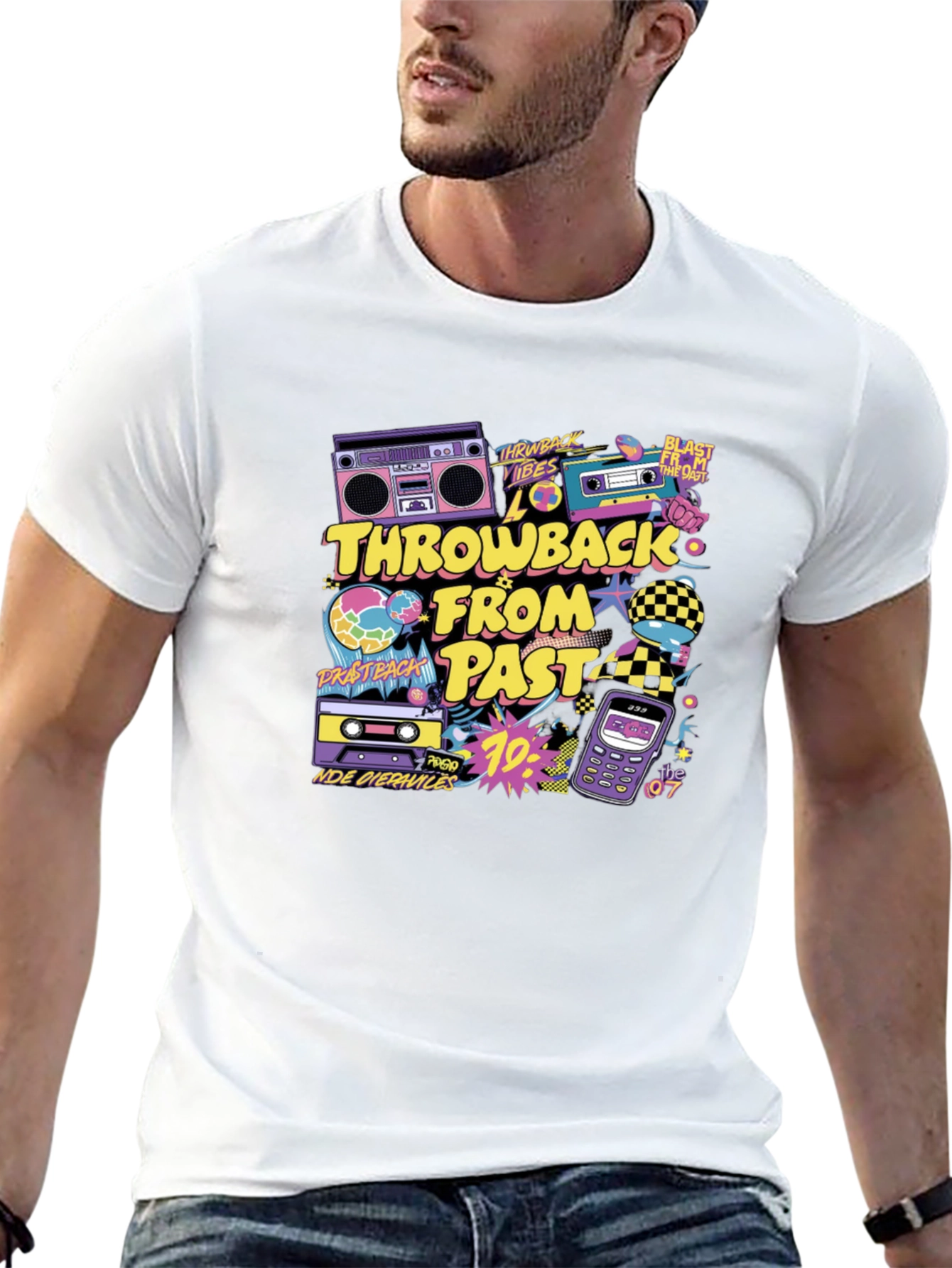 Black Throwback From Past Graphic Tee view 13