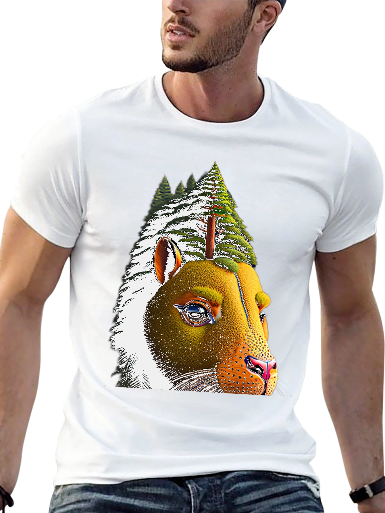Black Pine Tree Bear T-Shirt - Unique Graphic Tee view 13